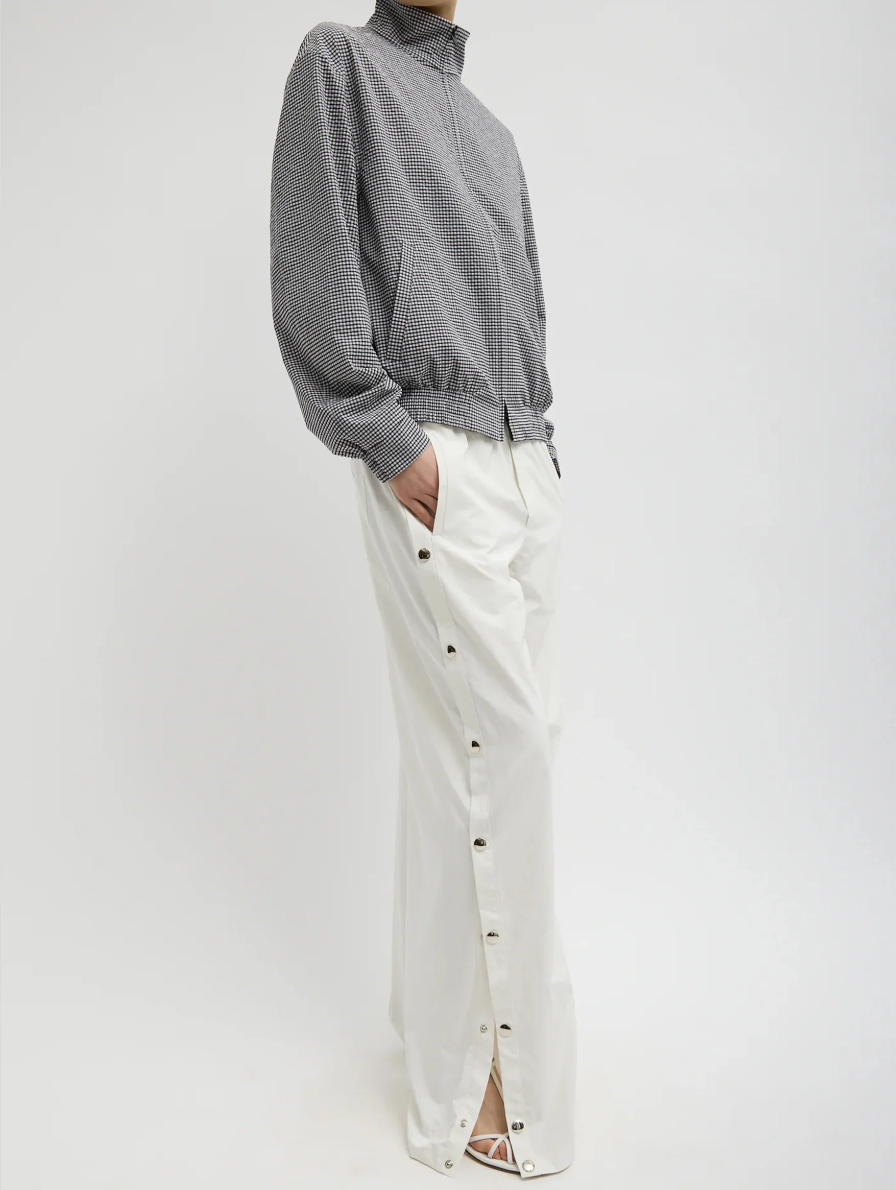 Nylon Snap Pull On Regular Jogger in White - Image 5