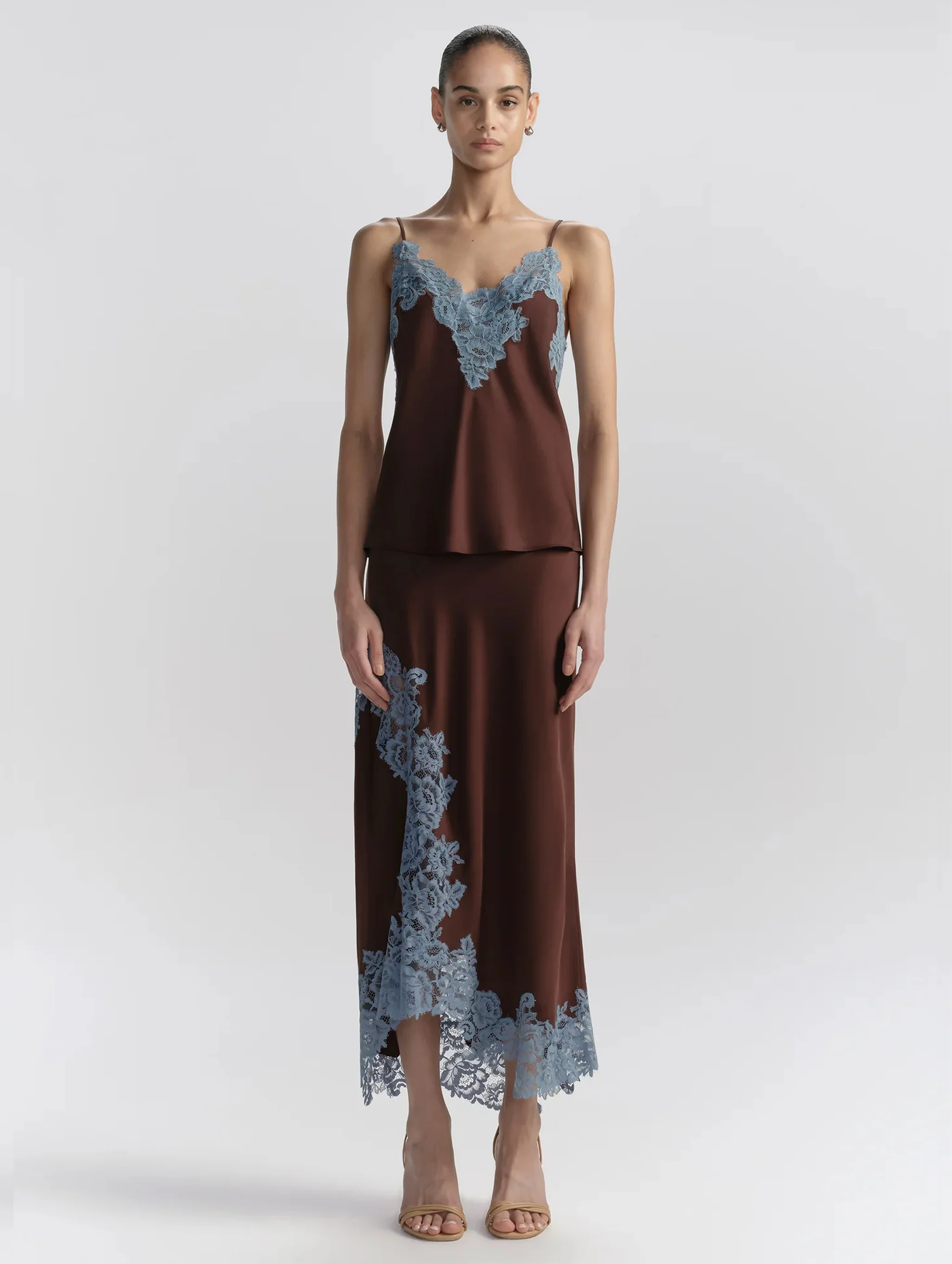 Olivia Skirt in Ganach and French Blue - Image 2