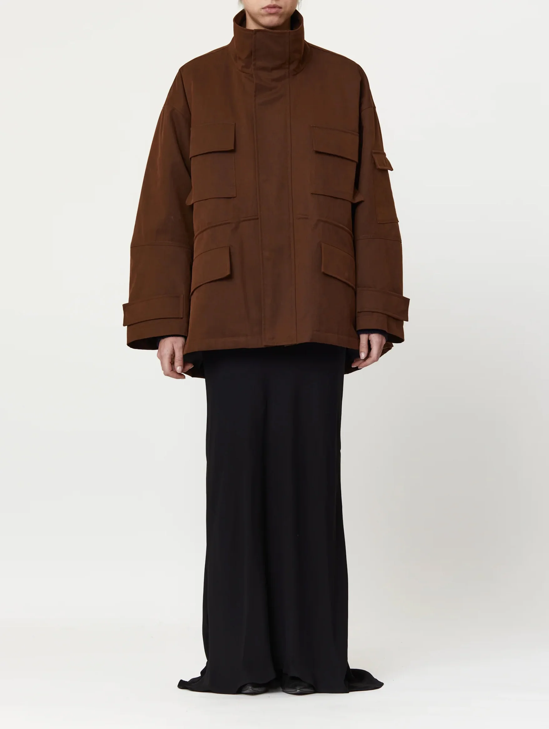 Oversized Cargo Jacket in Coffee - Image 2