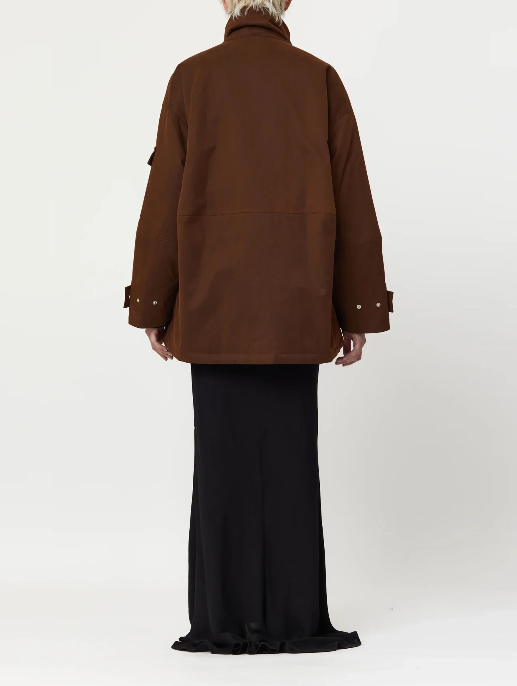 Oversized Cargo Jacket in Coffee - Image 4