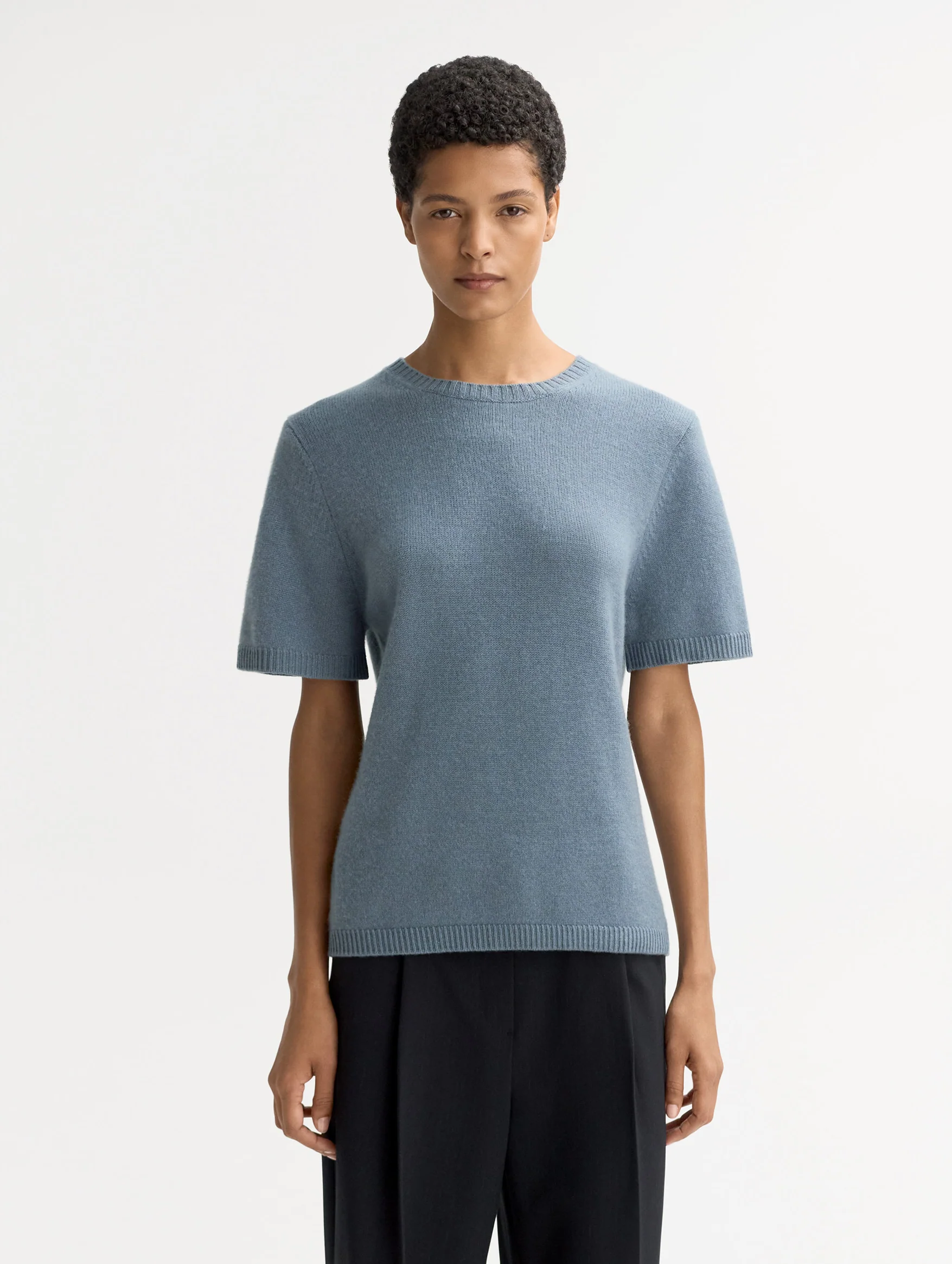 Oversized Cashmere T-Shirt in Retro Blue - Image 3
