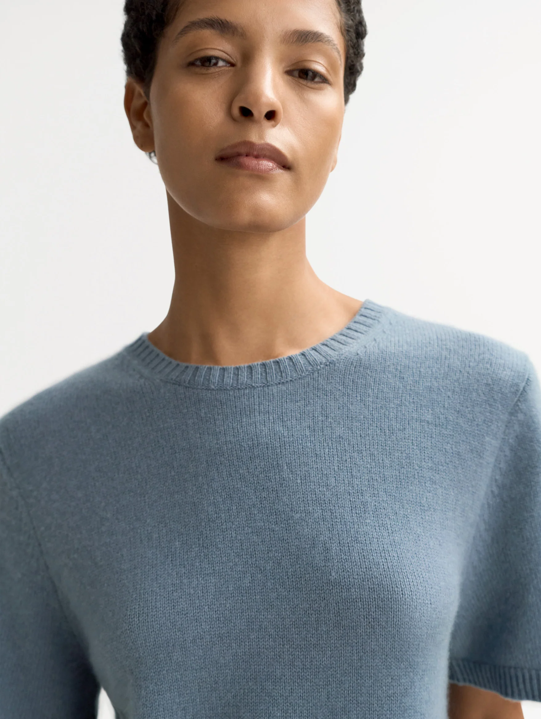 Oversized Cashmere T-Shirt in Retro Blue - Image 5