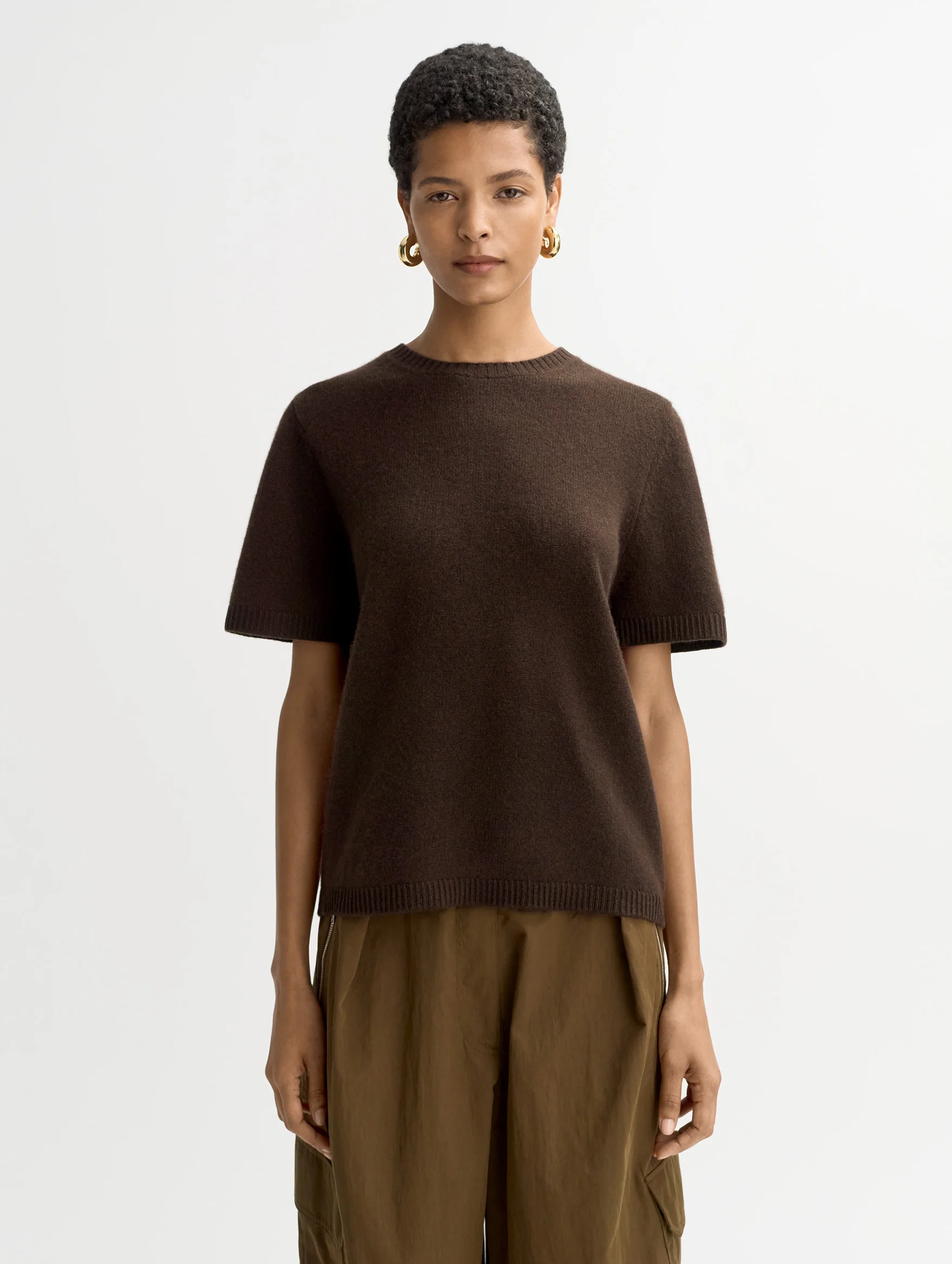 Oversized Cashmere T-Shirt in Mocha - Image 3