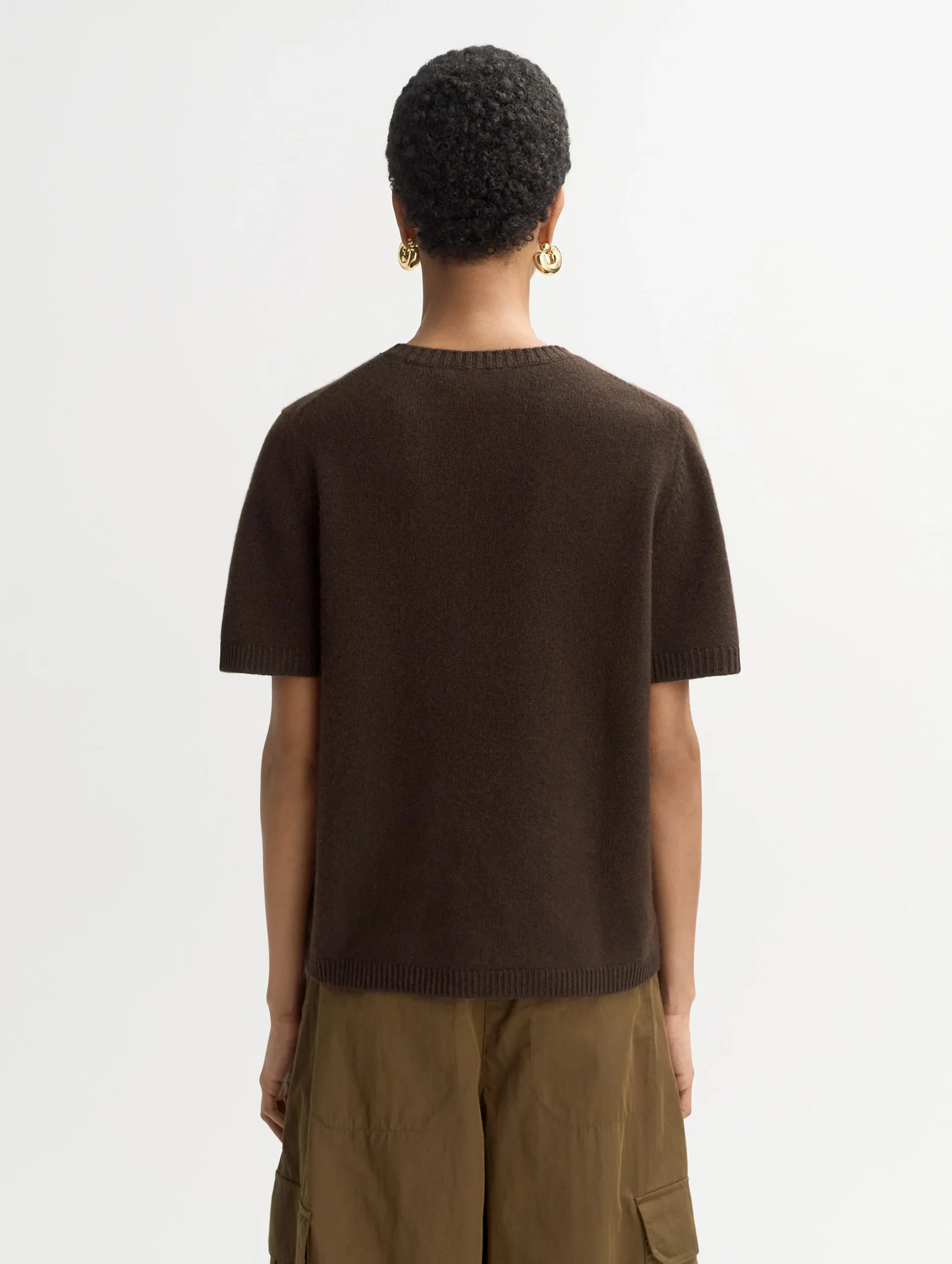 Oversized Cashmere T-Shirt in Mocha - Image 4