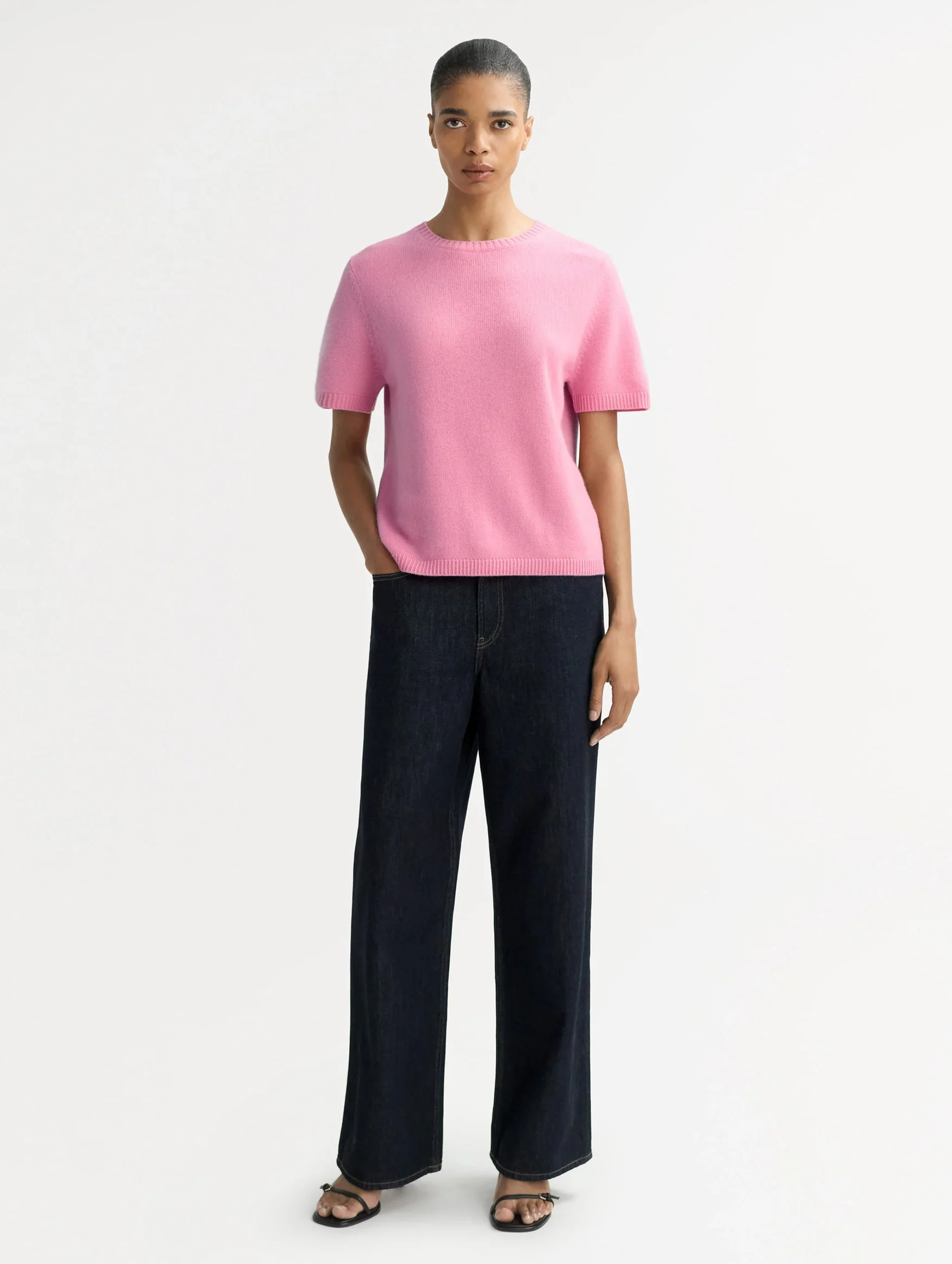 Oversized Cashmere T-Shirt in Pink - Image 2
