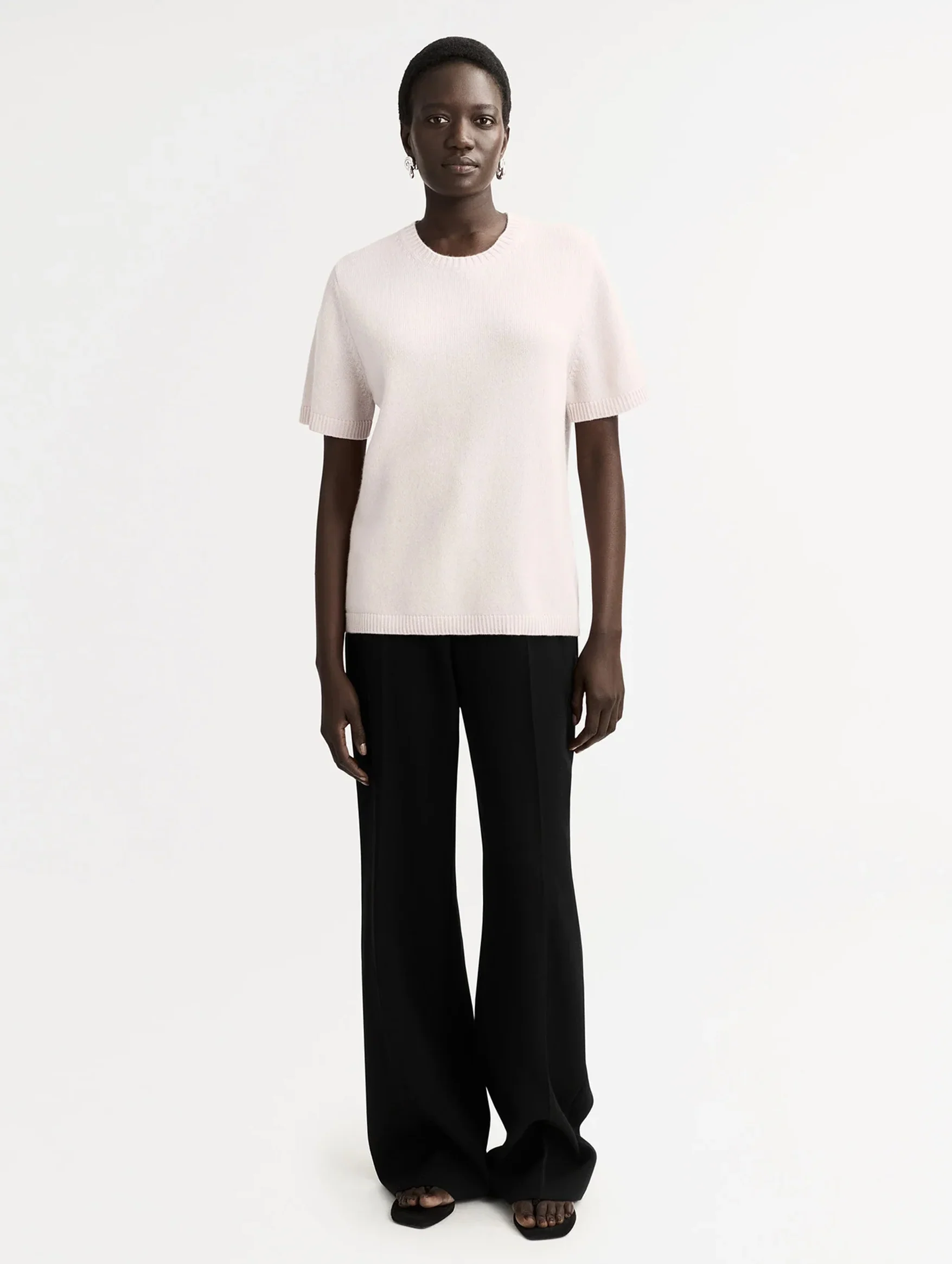 Oversized Cashmere T-Shirt in Powder - Image 2