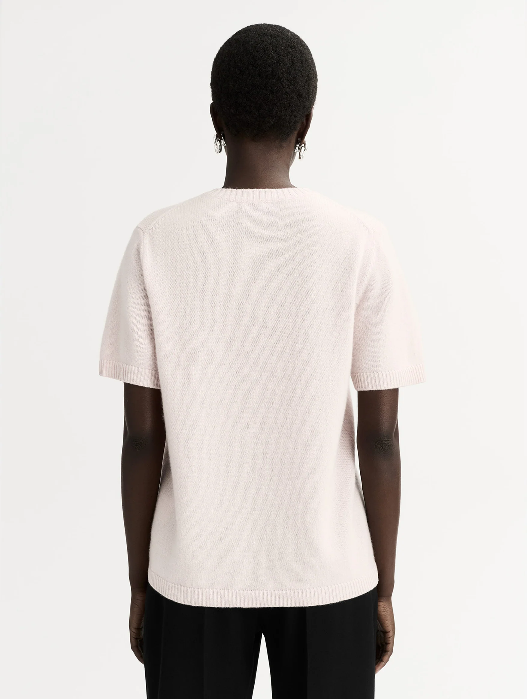 Oversized Cashmere T-Shirt in Powder - Image 4
