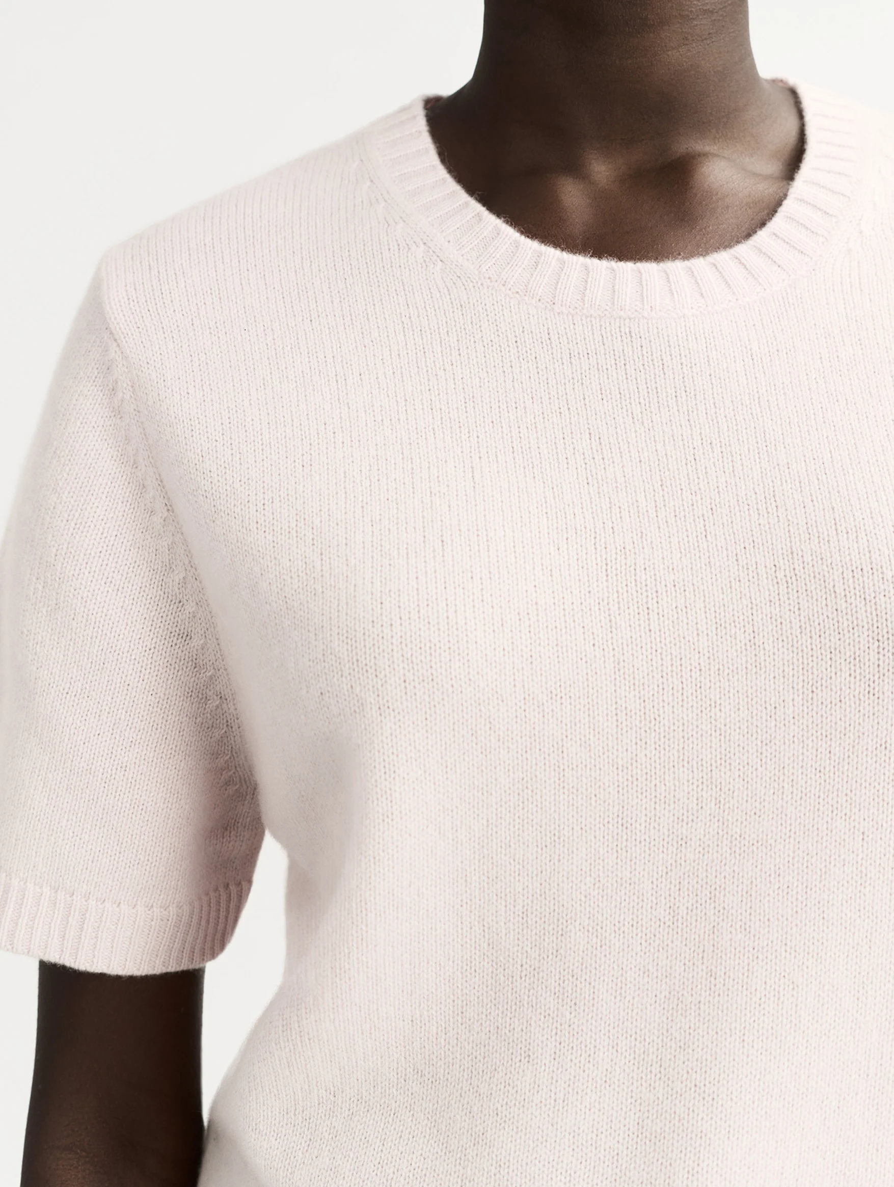 Oversized Cashmere T-Shirt in Powder - Image 5