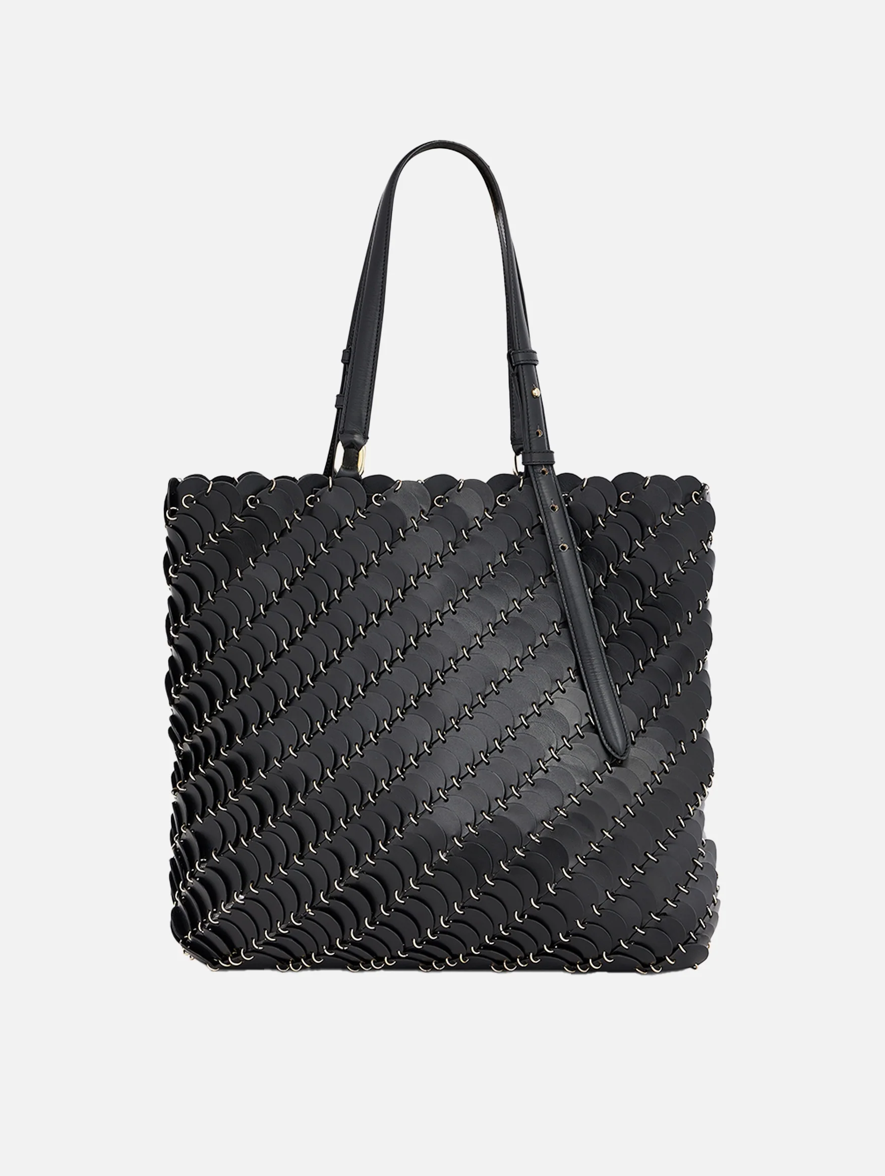 Paco Medium Leather Tote Bag in Black