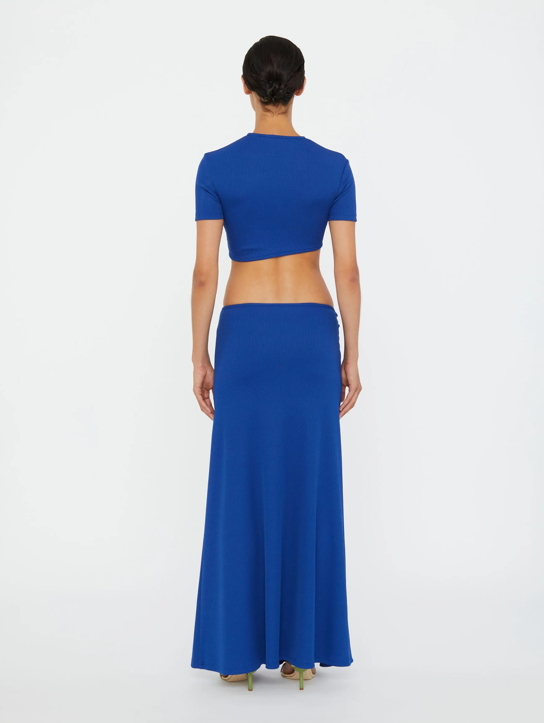 Paisley Ruched Skirt in Blue - Image 4