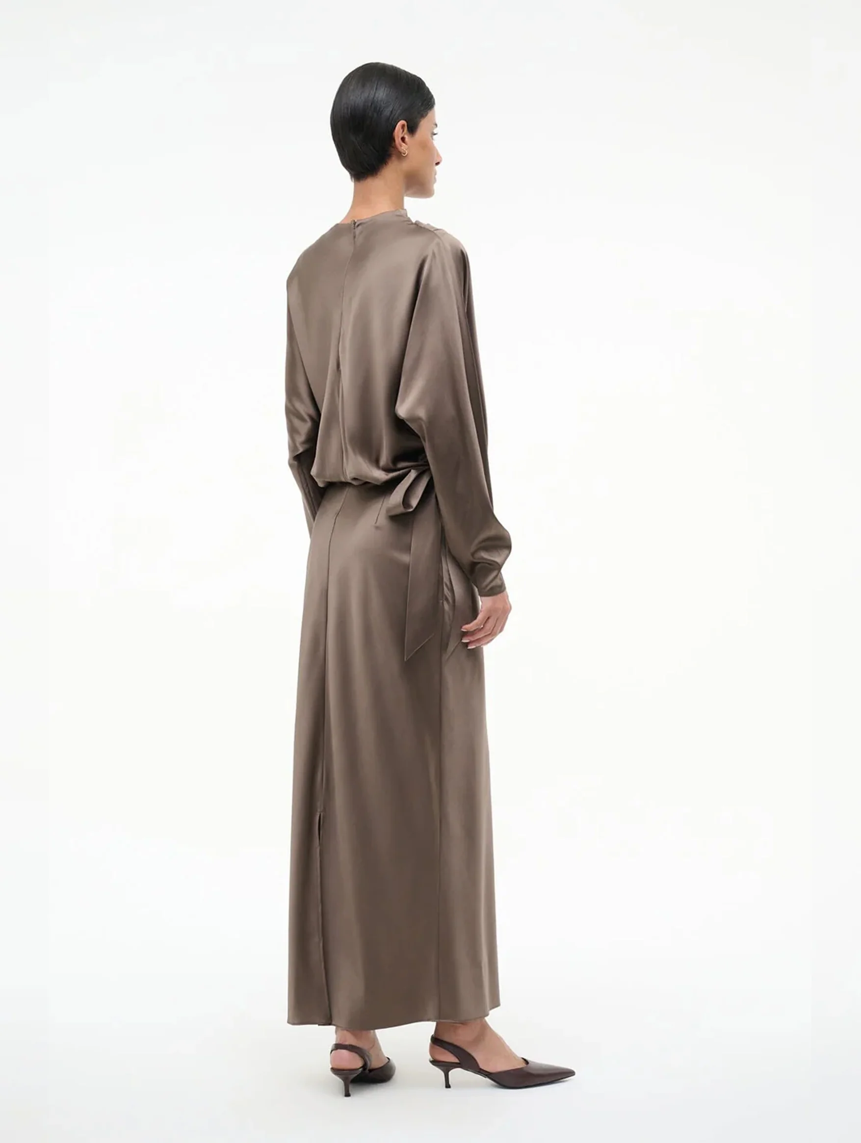 Phoebe Silk Dress in Truffle - Image 4