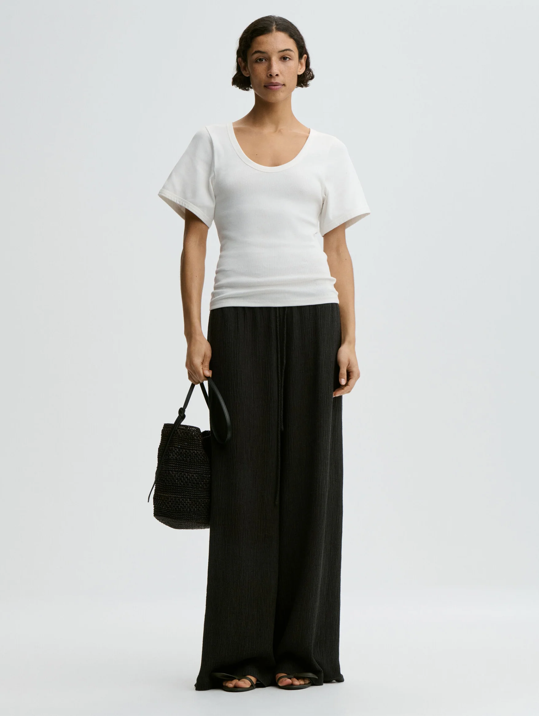 Pisca Weave Wide-leg Trousers in Black - Image 2
