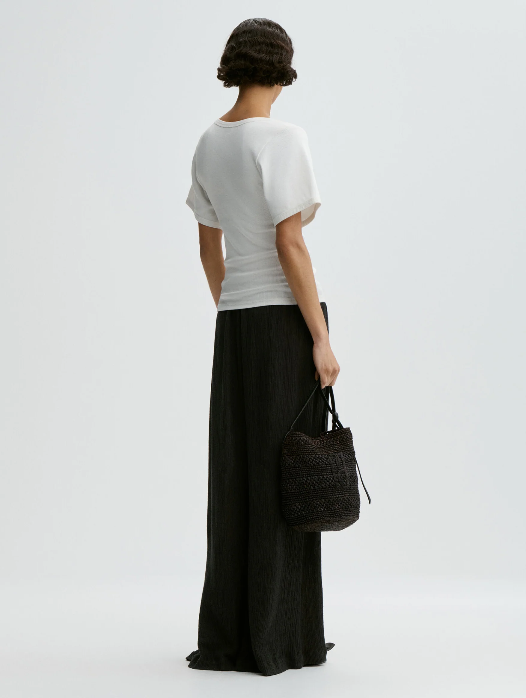 Pisca Weave Wide-leg Trousers in Black - Image 3