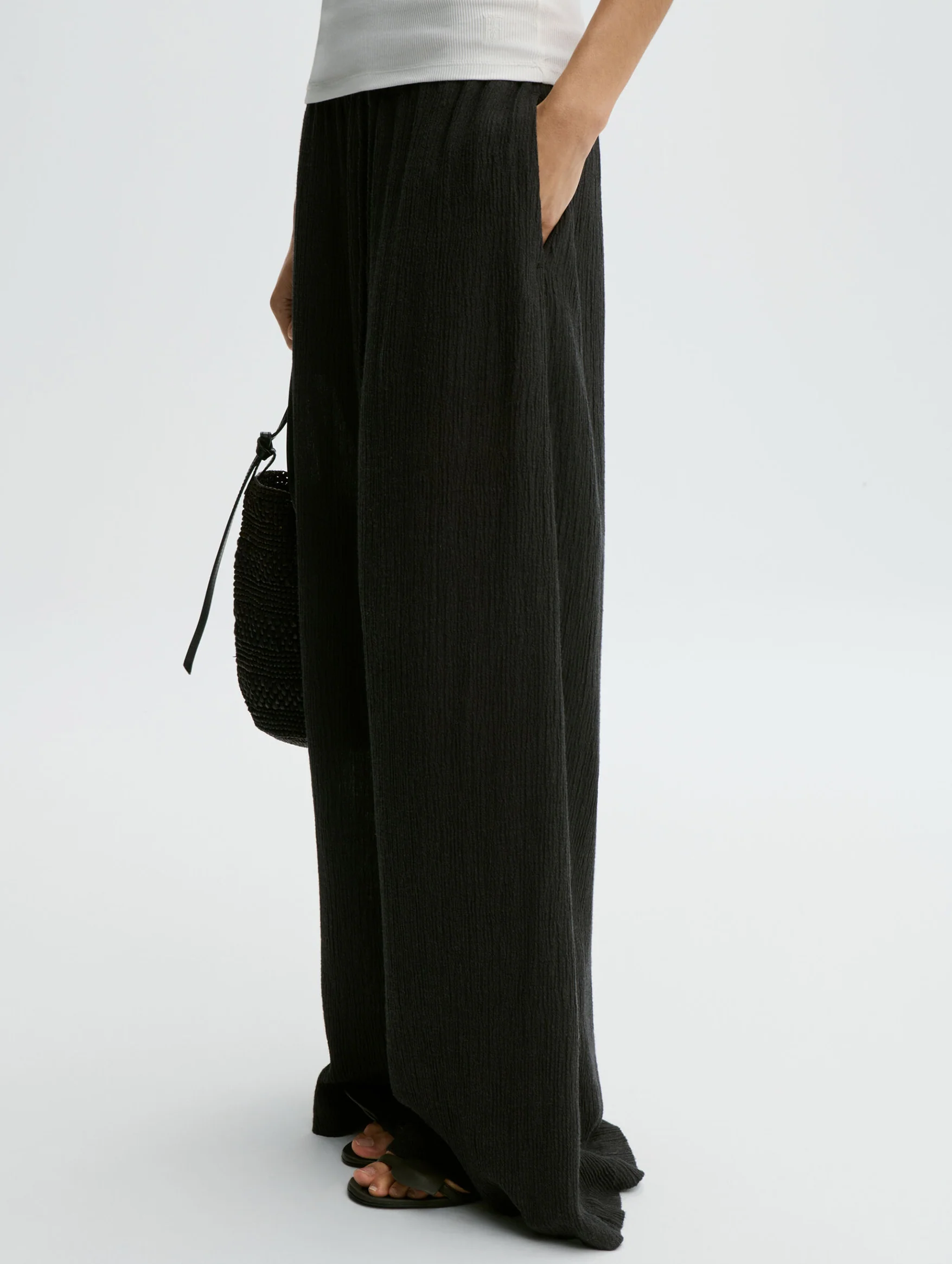 Pisca Weave Wide-leg Trousers in Black - Image 4