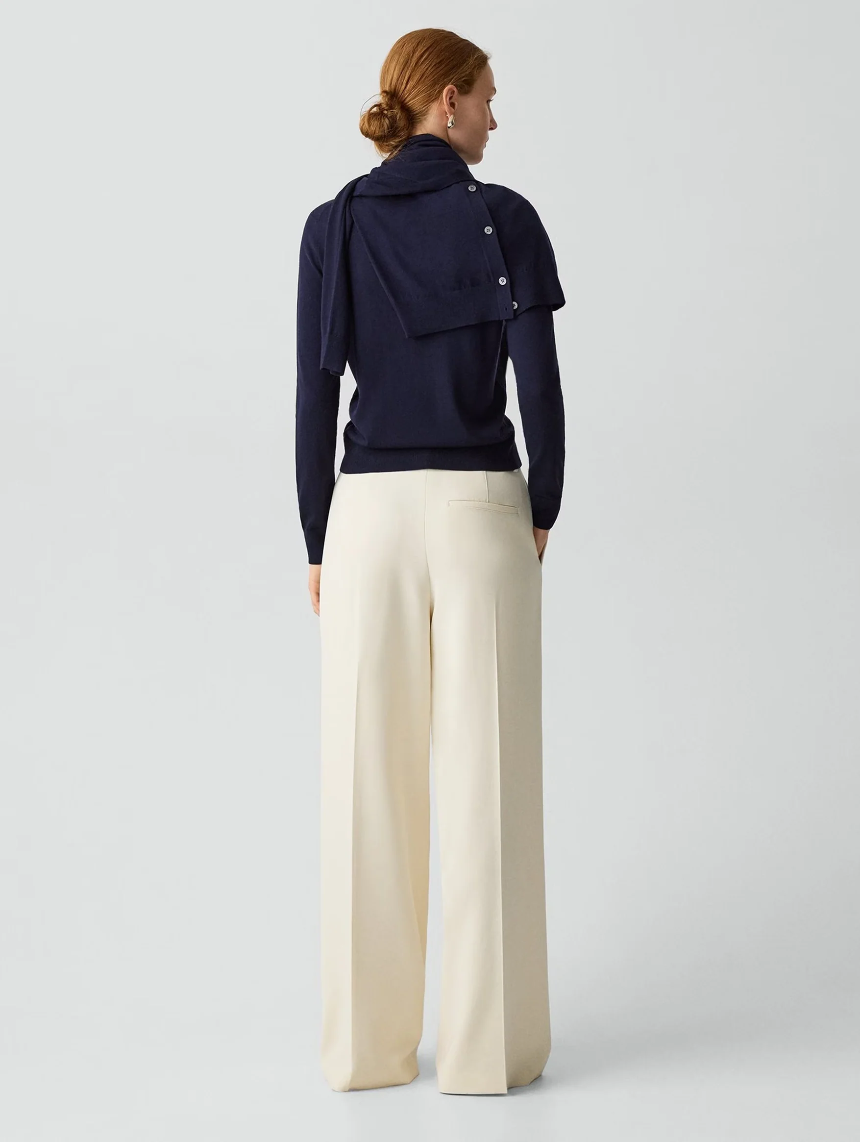 Pleated Wide-Leg Pant in Rice - Image 5