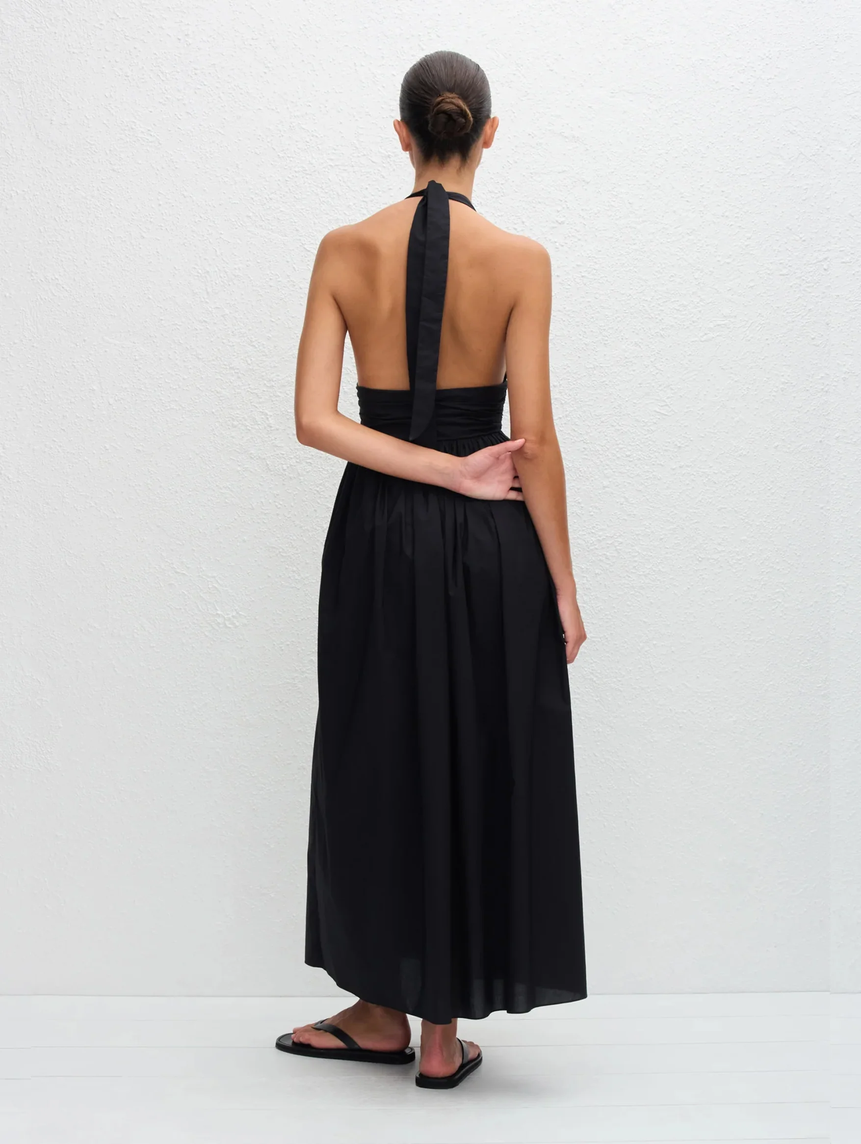 Plunge Halter Dress in Black - Image 5