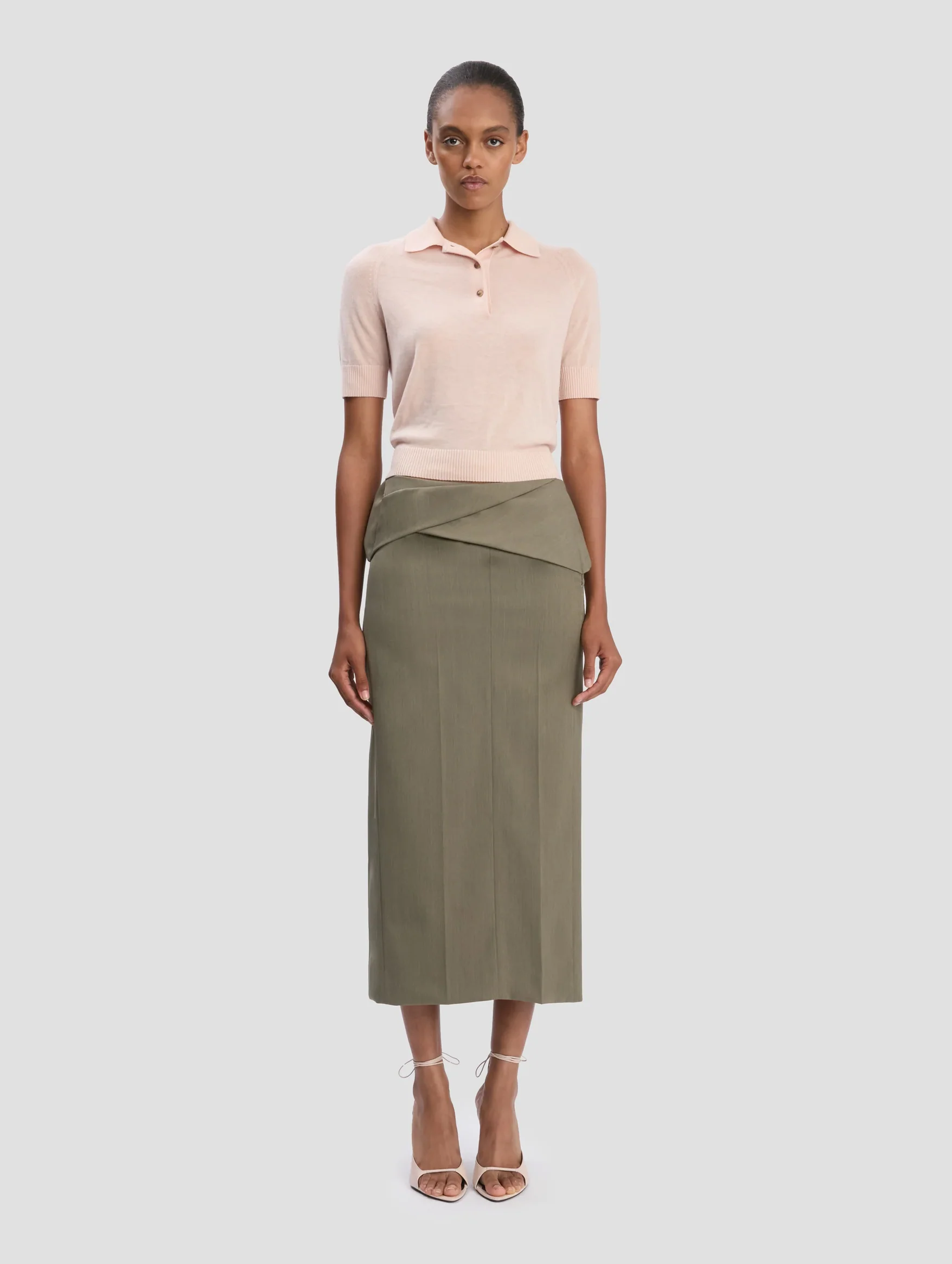 Polo Collar T-Shirt in Pale Rose - Image 2
