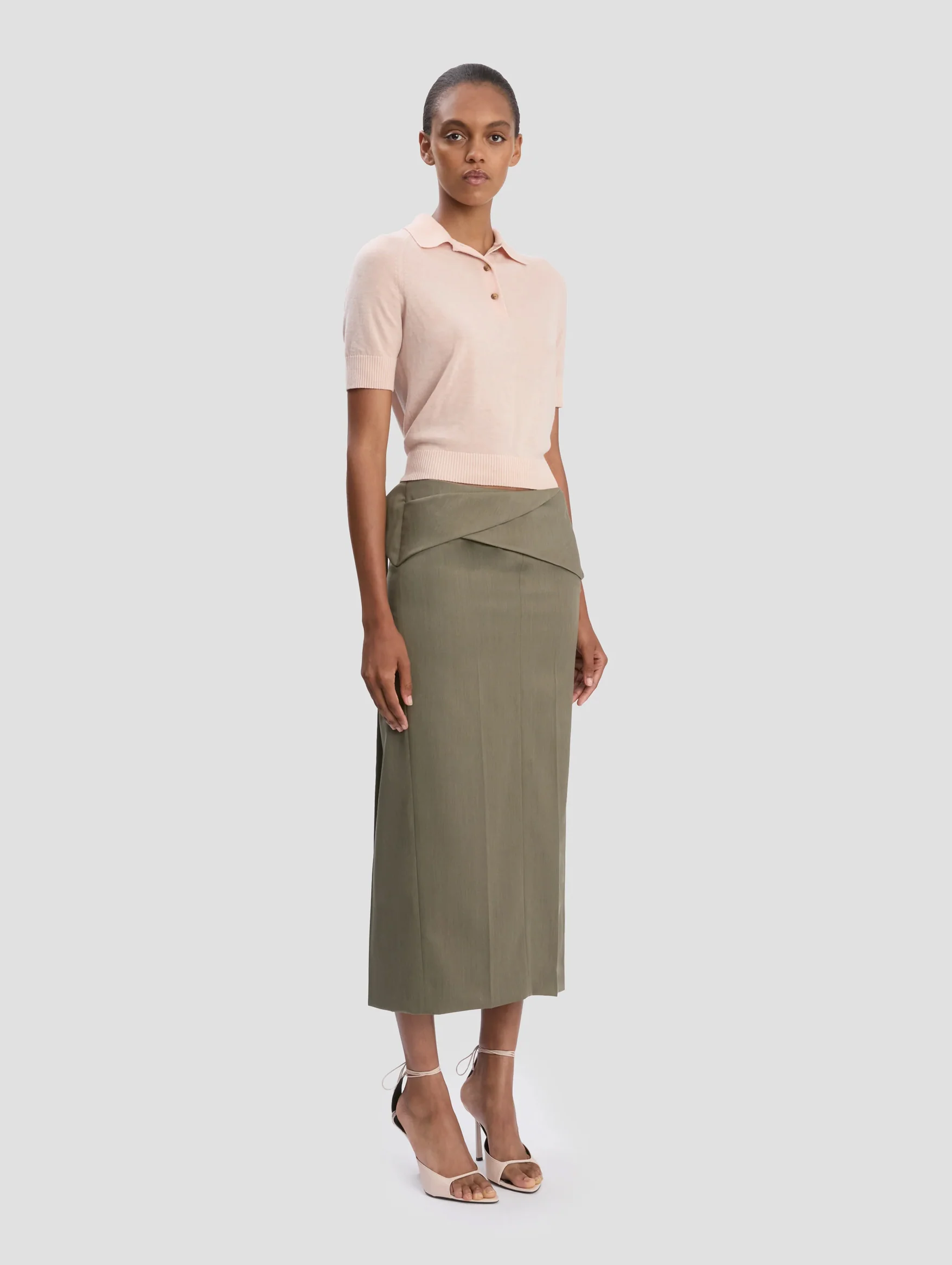 Polo Collar T-Shirt in Pale Rose - Image 3