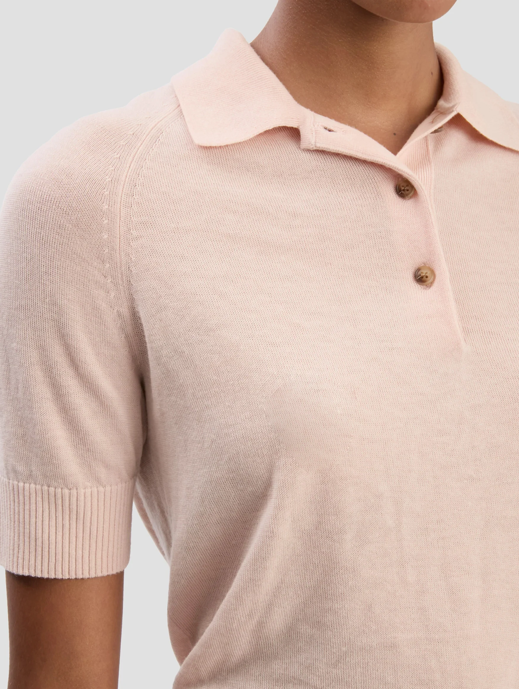Polo Collar T-Shirt in Pale Rose - Image 4