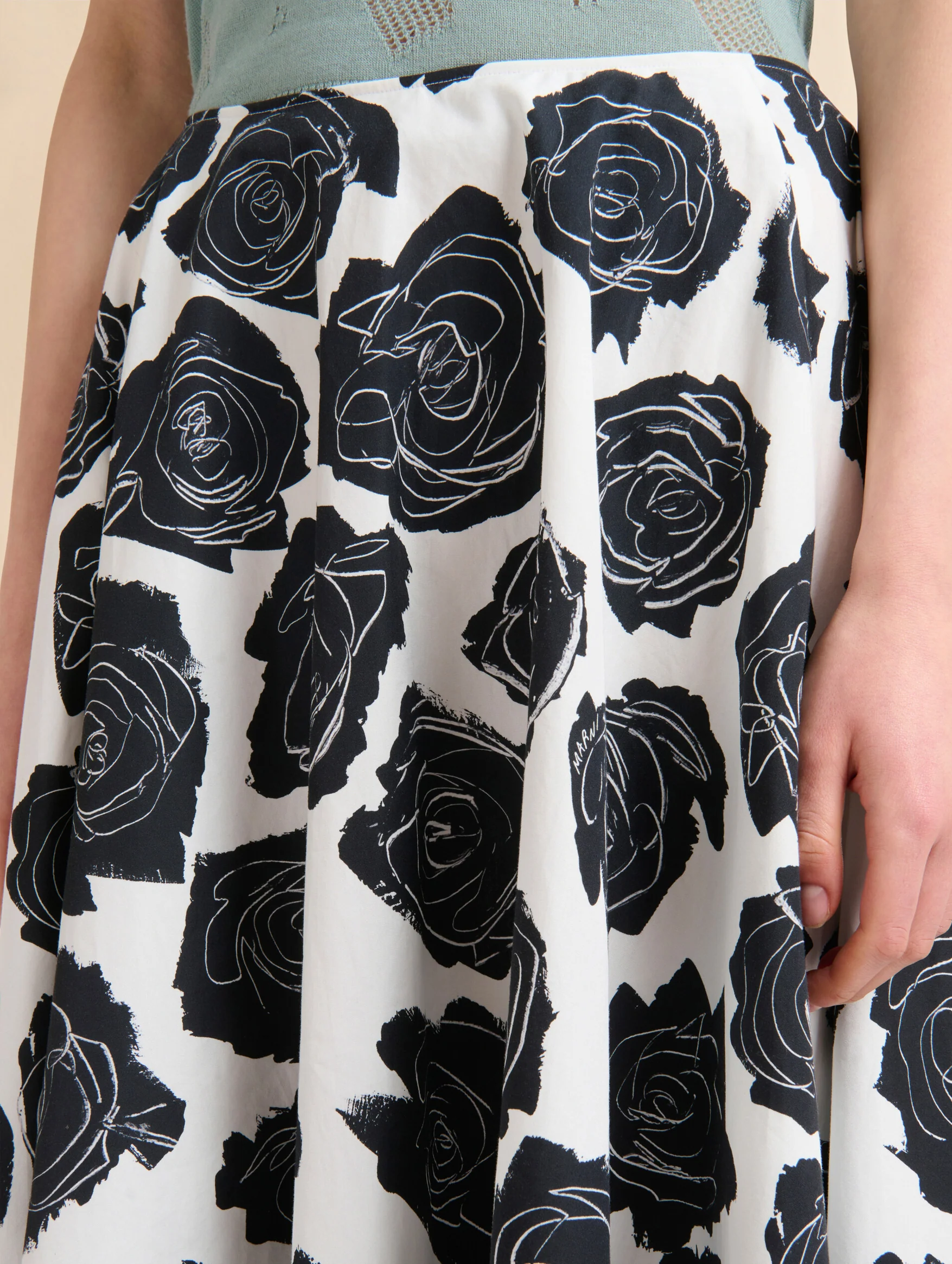 Poplin Midi Skirt with Luna Print in White - Image 4