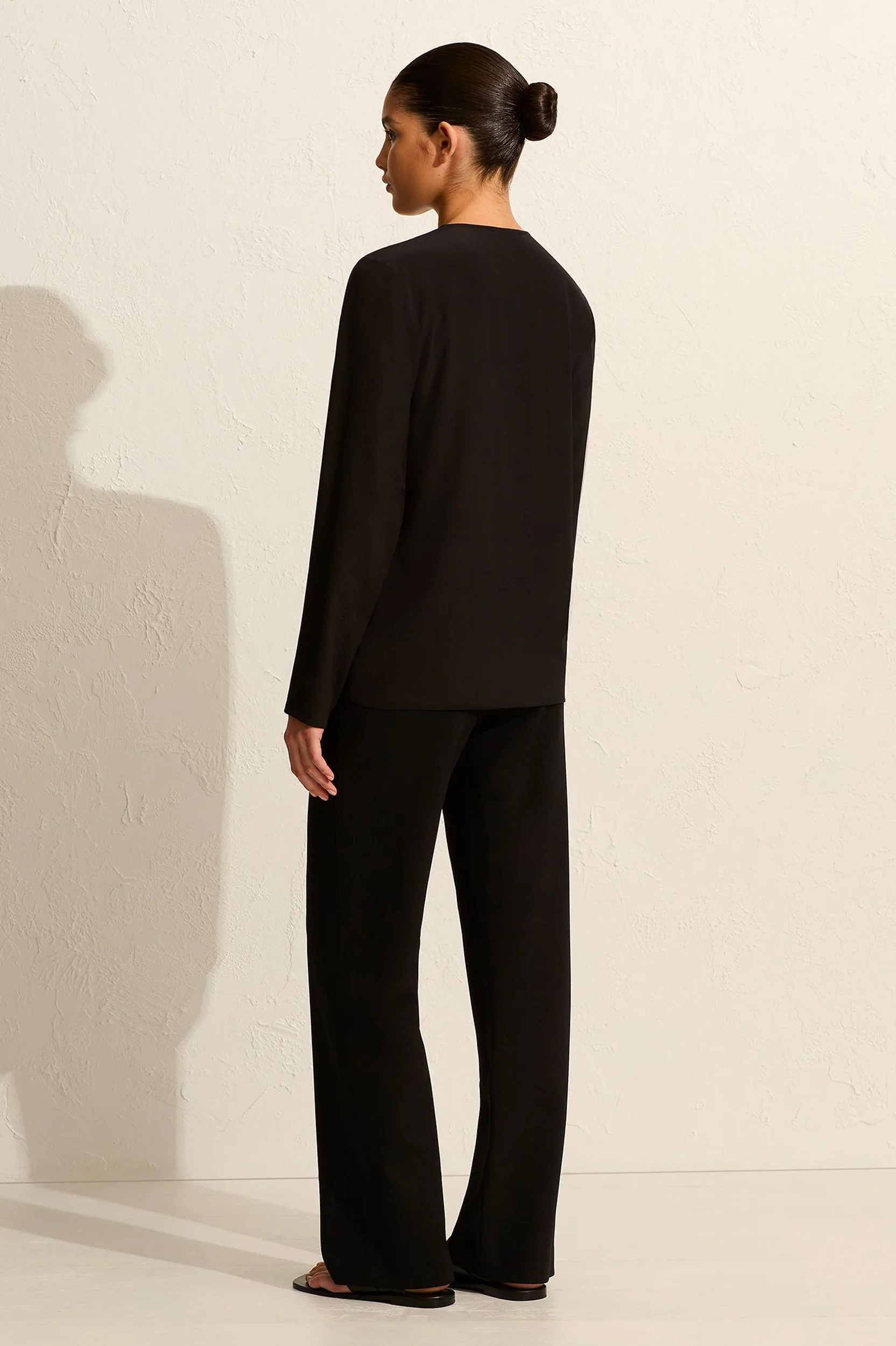 Popover Tie Blouse in Black - Image 3