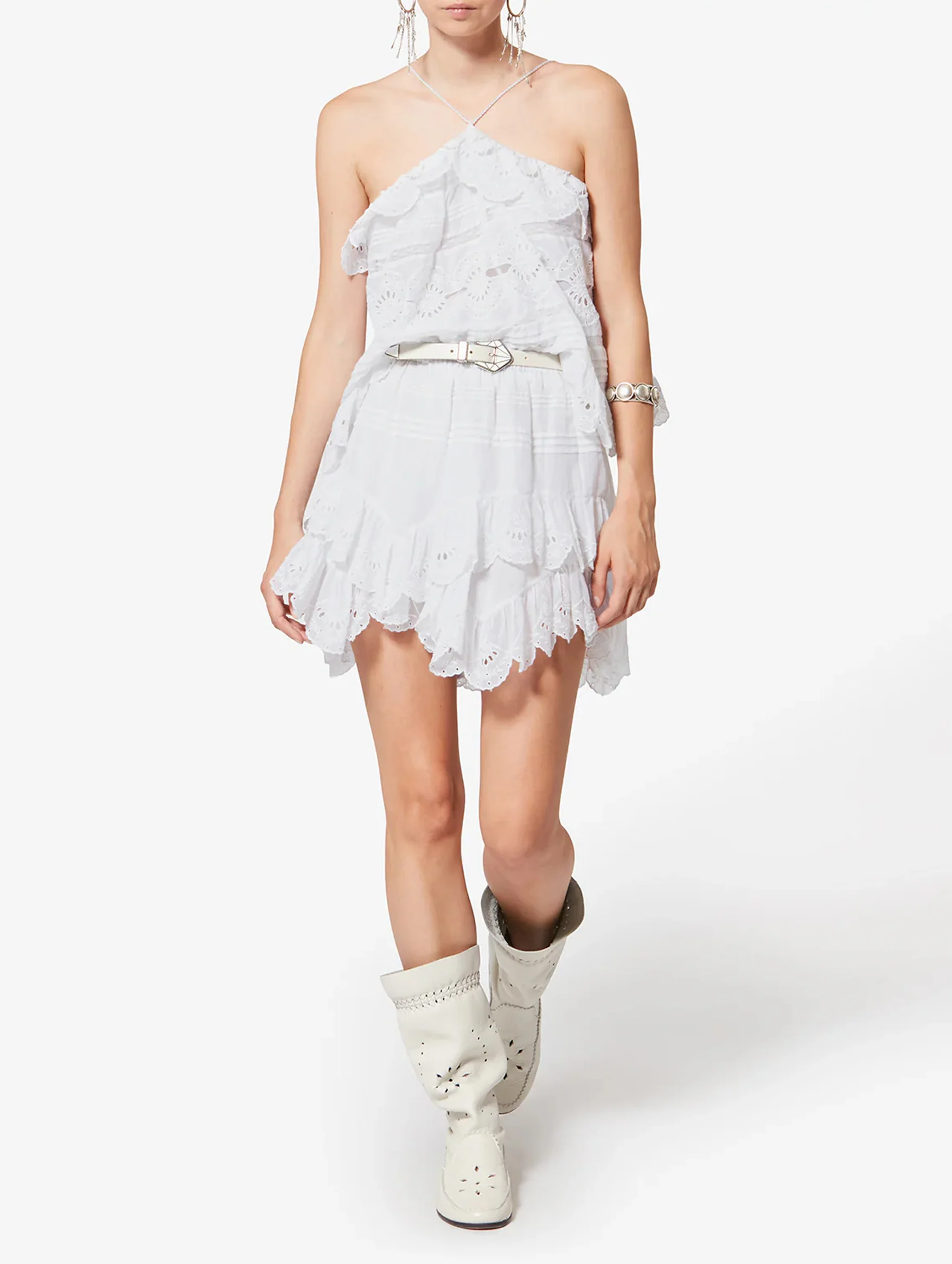 Prisha Cotton Floral Lace Top in White - Image 2