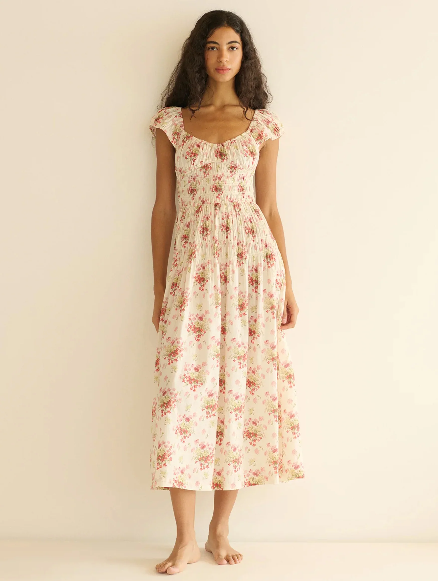 Quinette Dress in Ivory Lantana Floral - Image 2