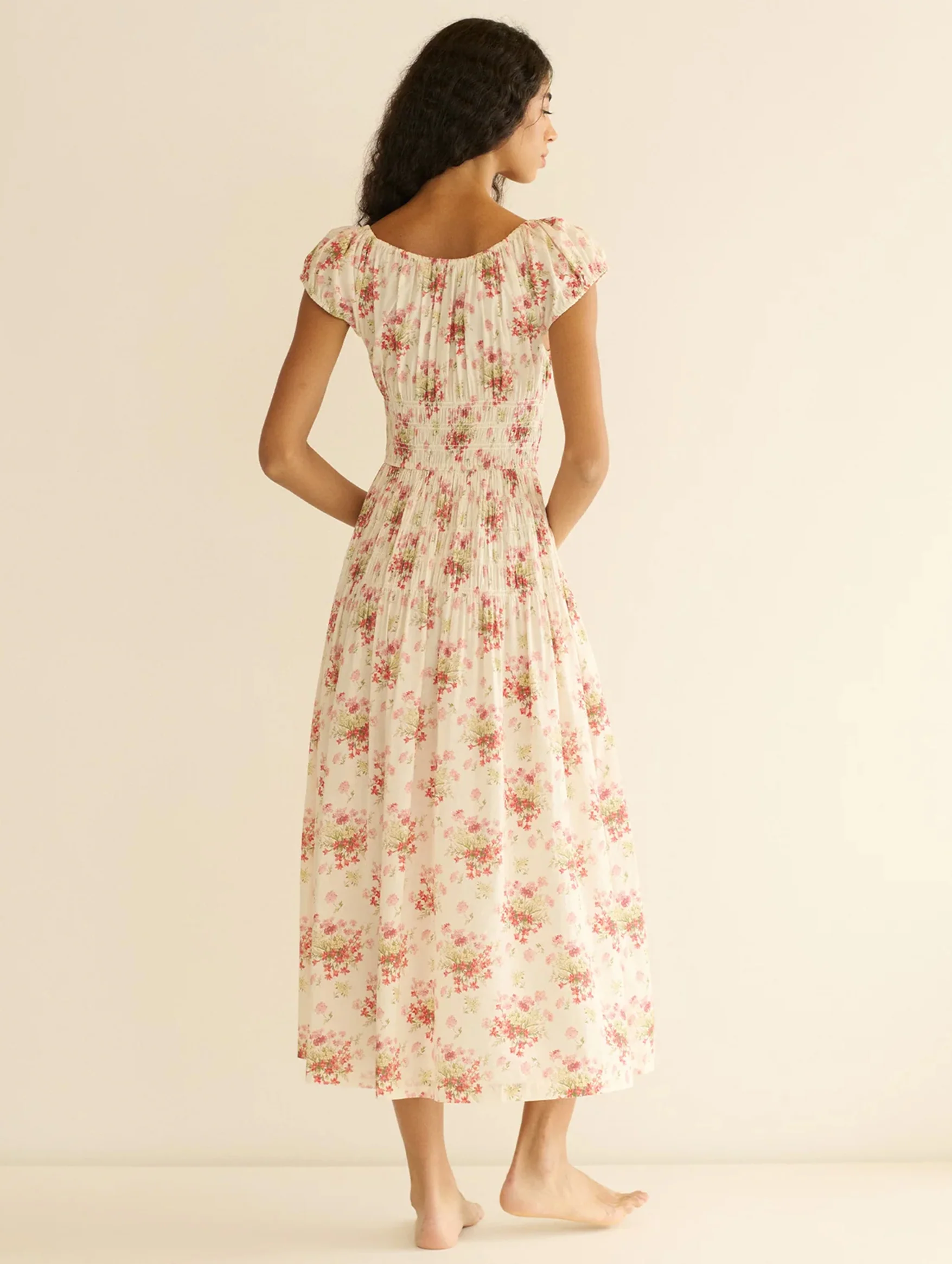 Quinette Dress in Ivory Lantana Floral - Image 4