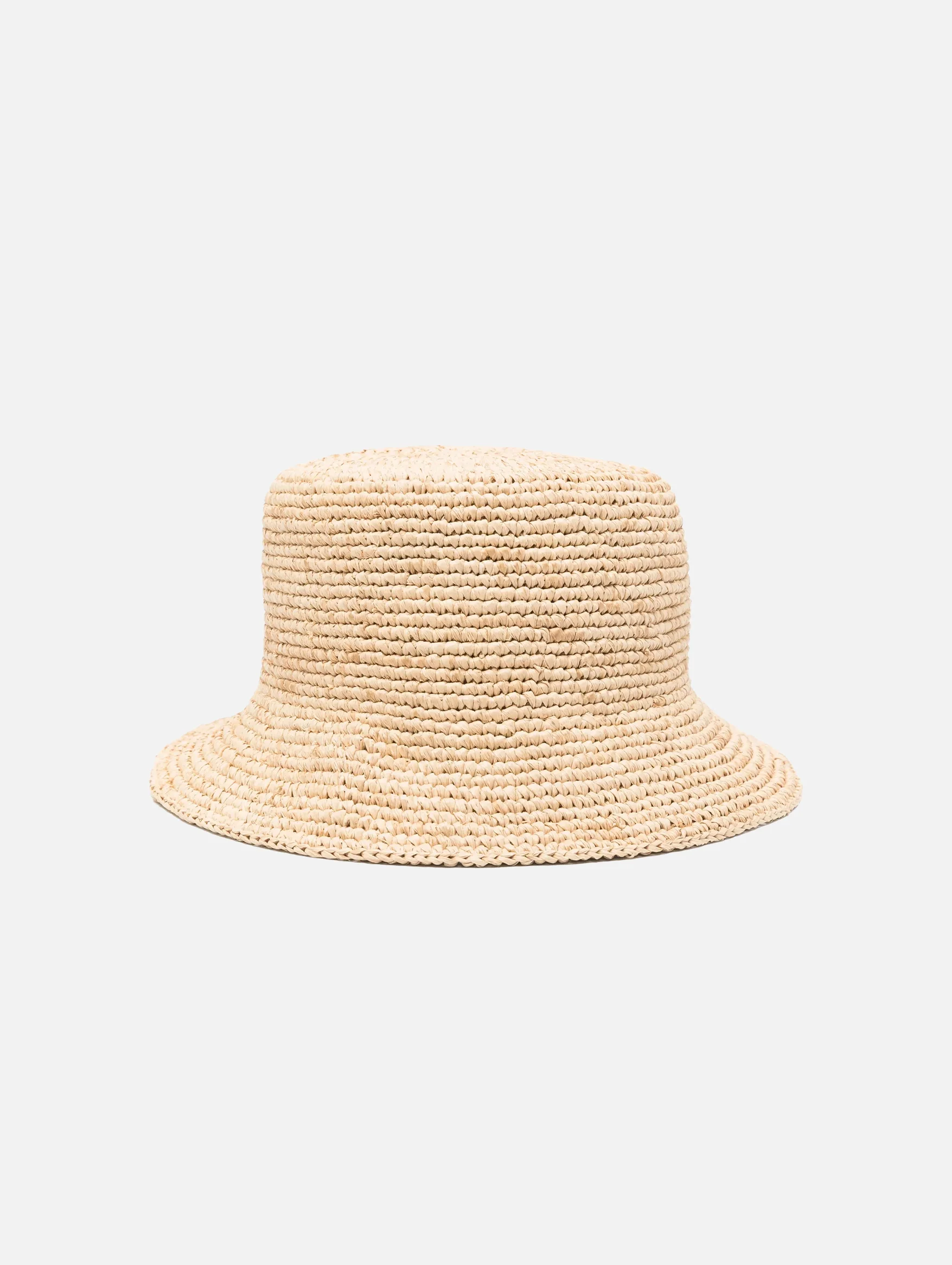 Raffia Bucket Hat in Beige - Image 2