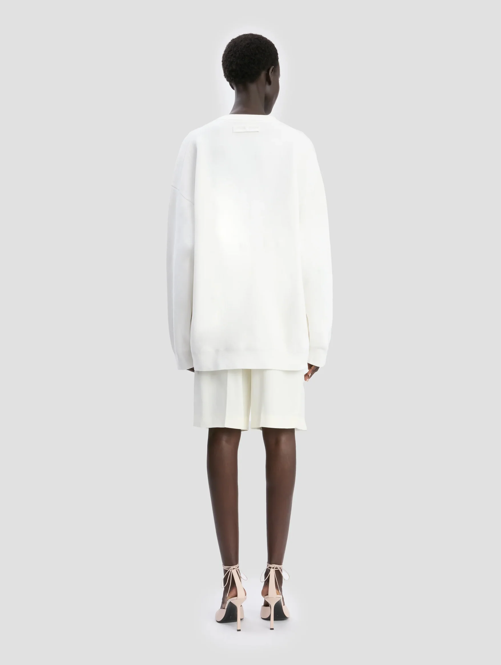 Relaxed Fit V-Neck Jumper in White - Image 5