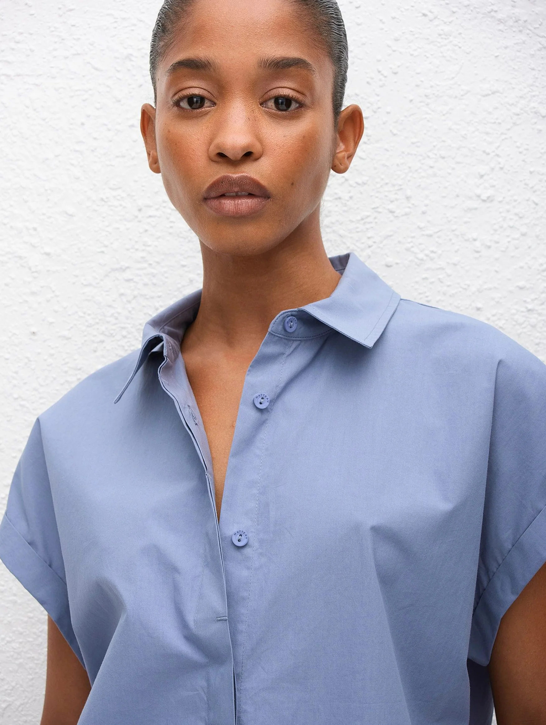 Relaxed Sleeveless Shirt in Steel - Image 4