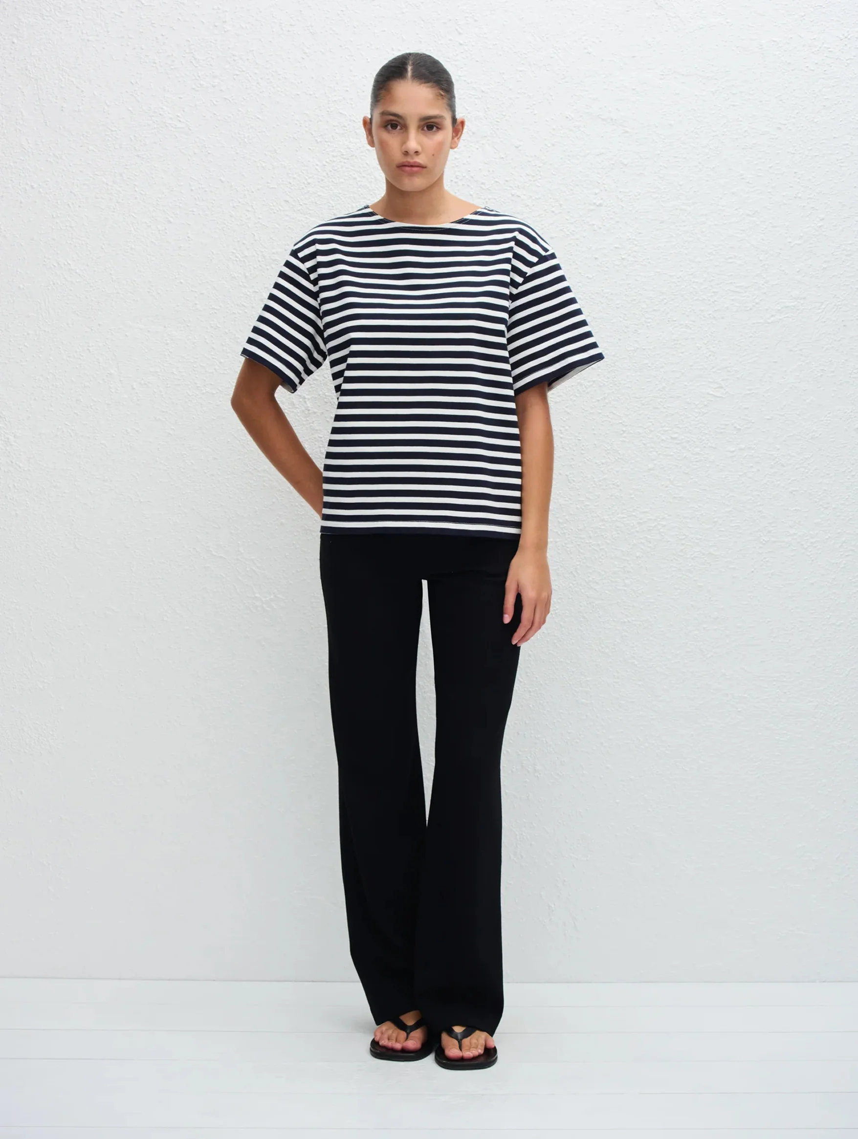 Relaxed Stripe Tee in French Navy - Image 2