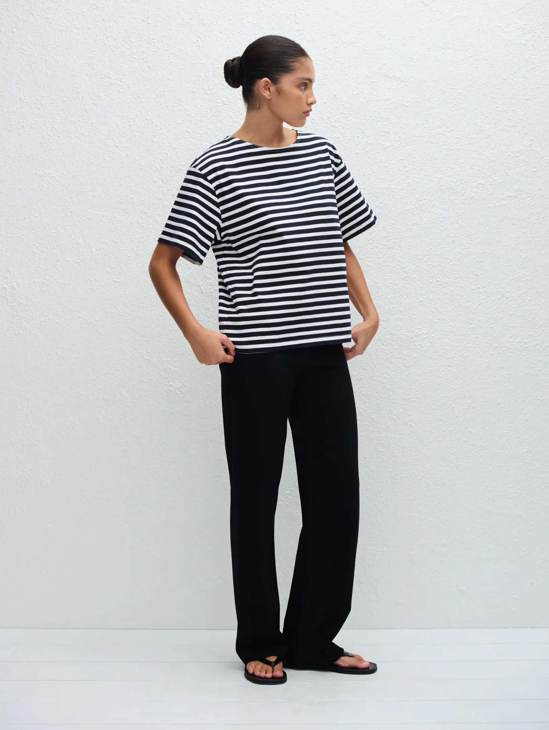 Relaxed Stripe Tee in French Navy - Image 3