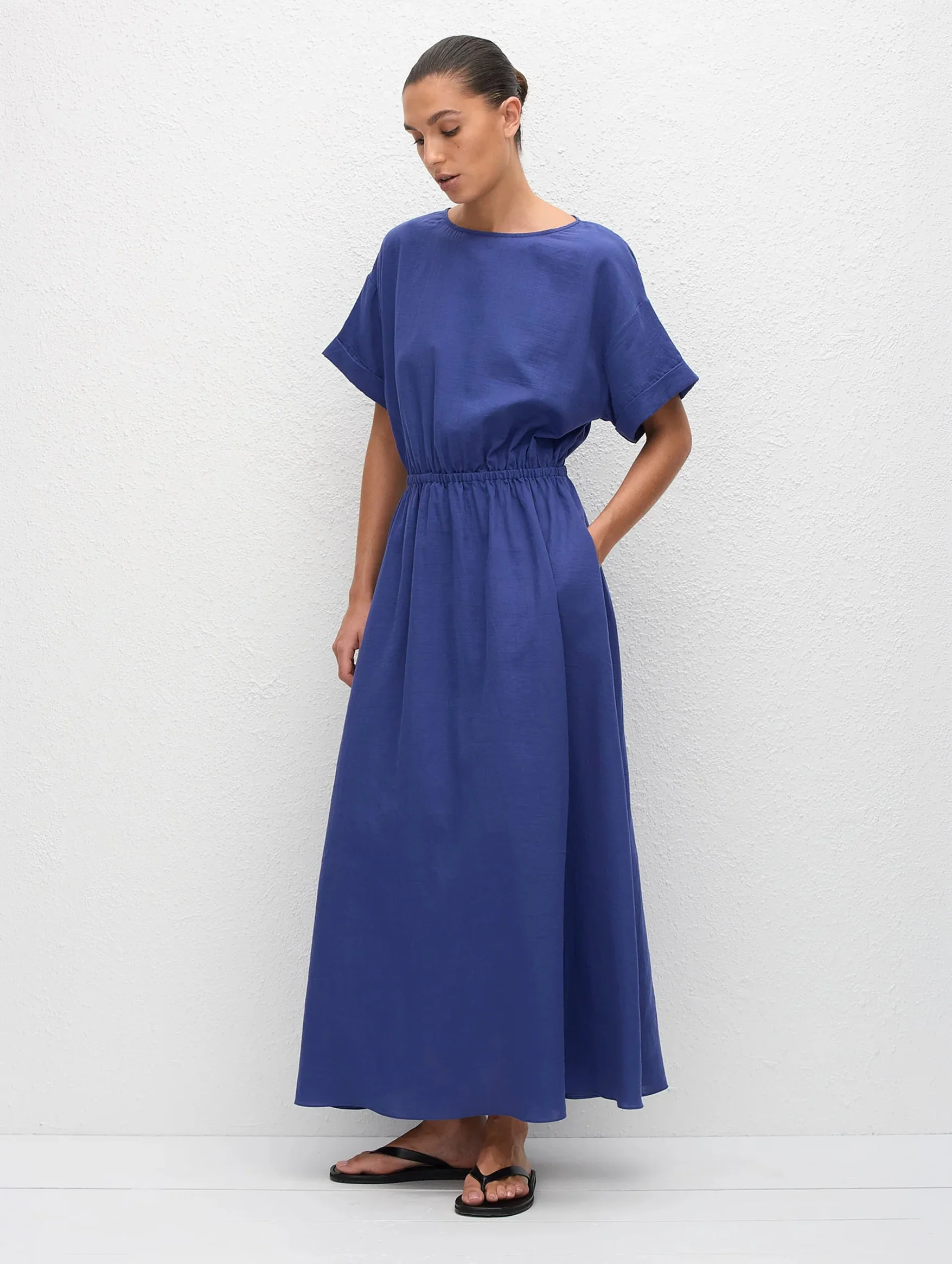 Relaxed Tee Midi Dress in Lapis - Image 2