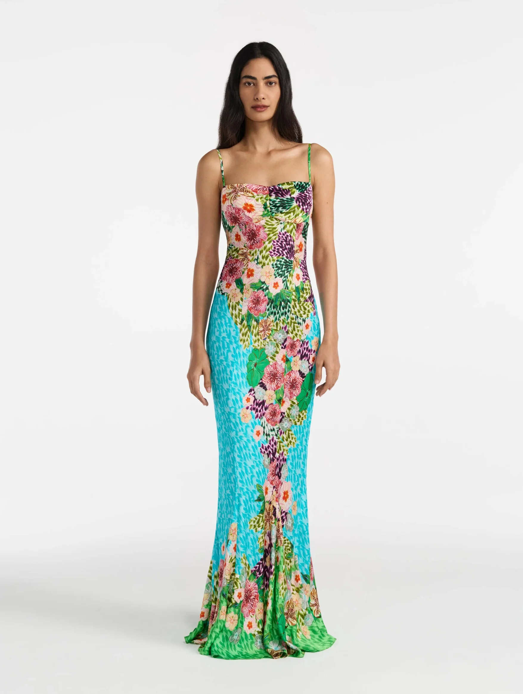 Renee Long Dress in Plumeria Trellis - Image 2