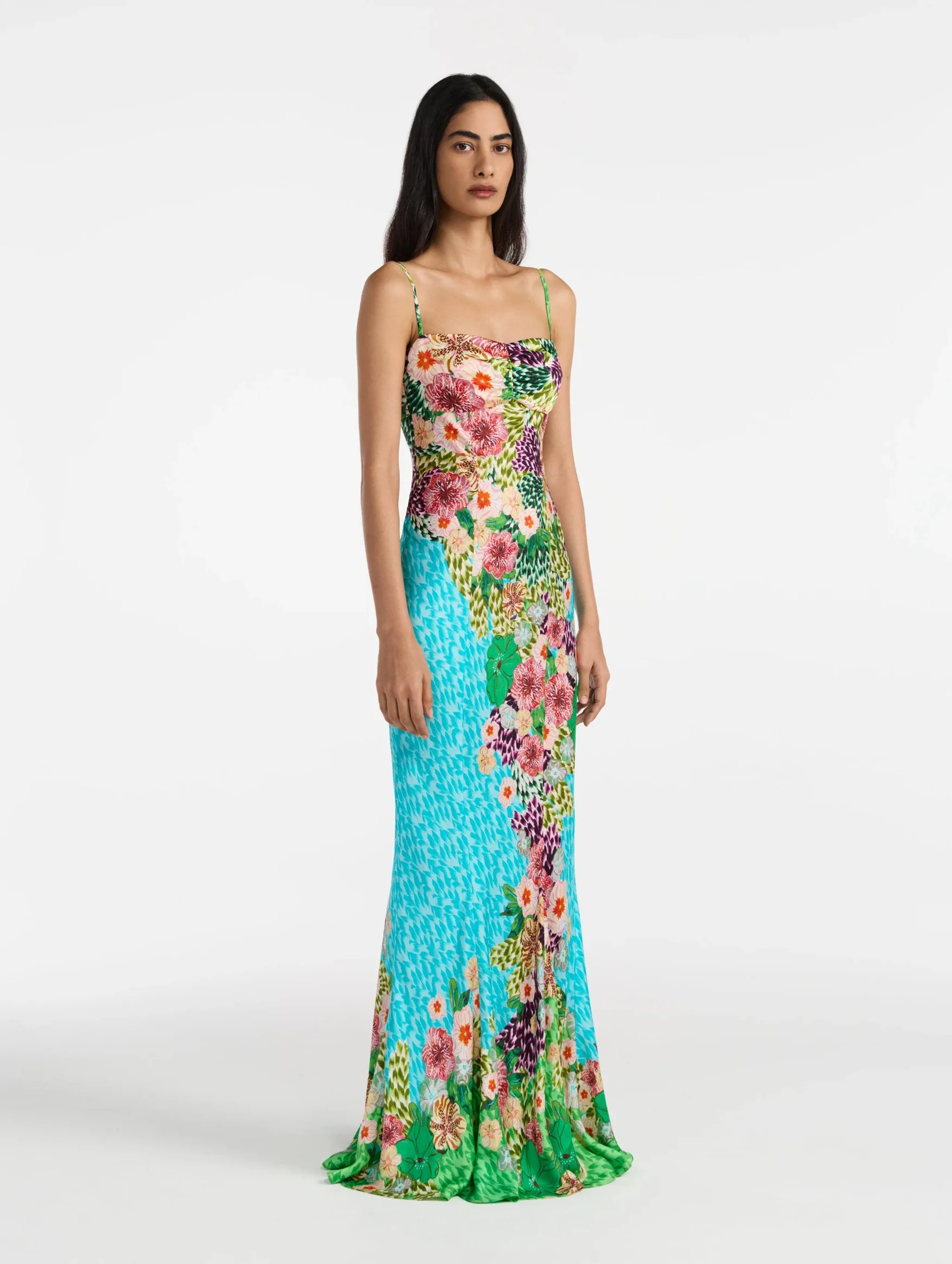 Renee Long Dress in Plumeria Trellis - Image 3