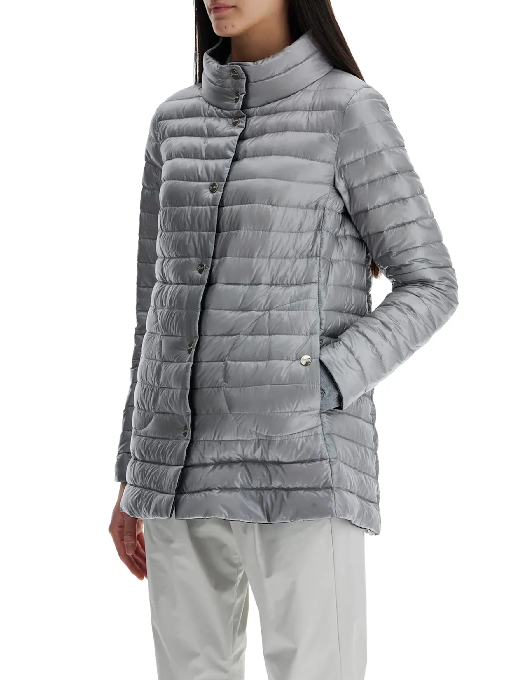 Reversible Nylon Ultralight A-shape Jacket in Black/Grey - Image 4