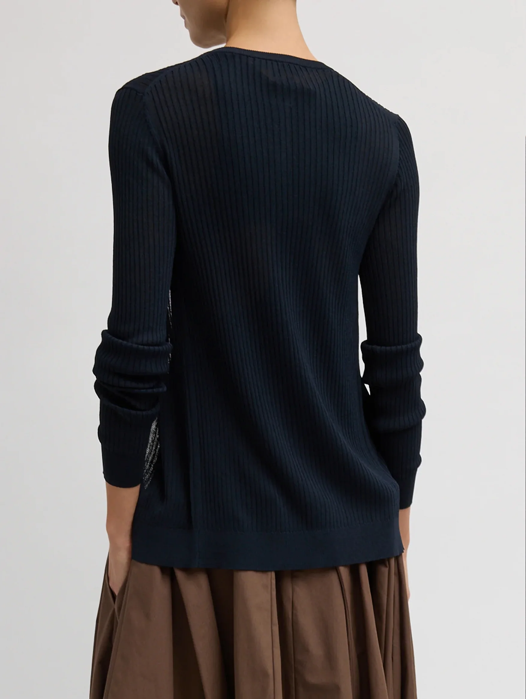 Ribbed Sweater Slim Cardigan in Navy - Image 3