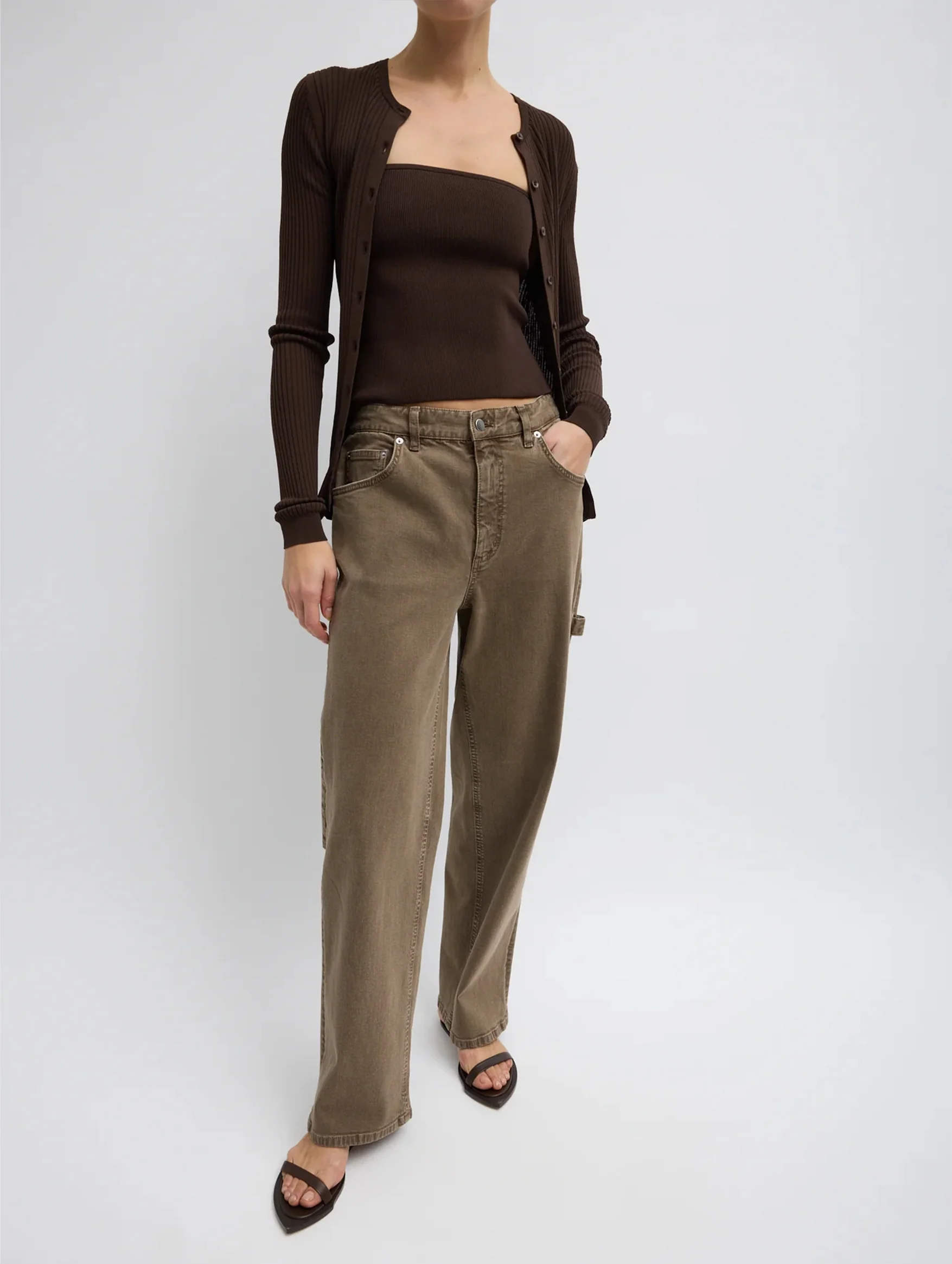 Ribbed Sweater Tube Top in Hickory Brown - Image 4