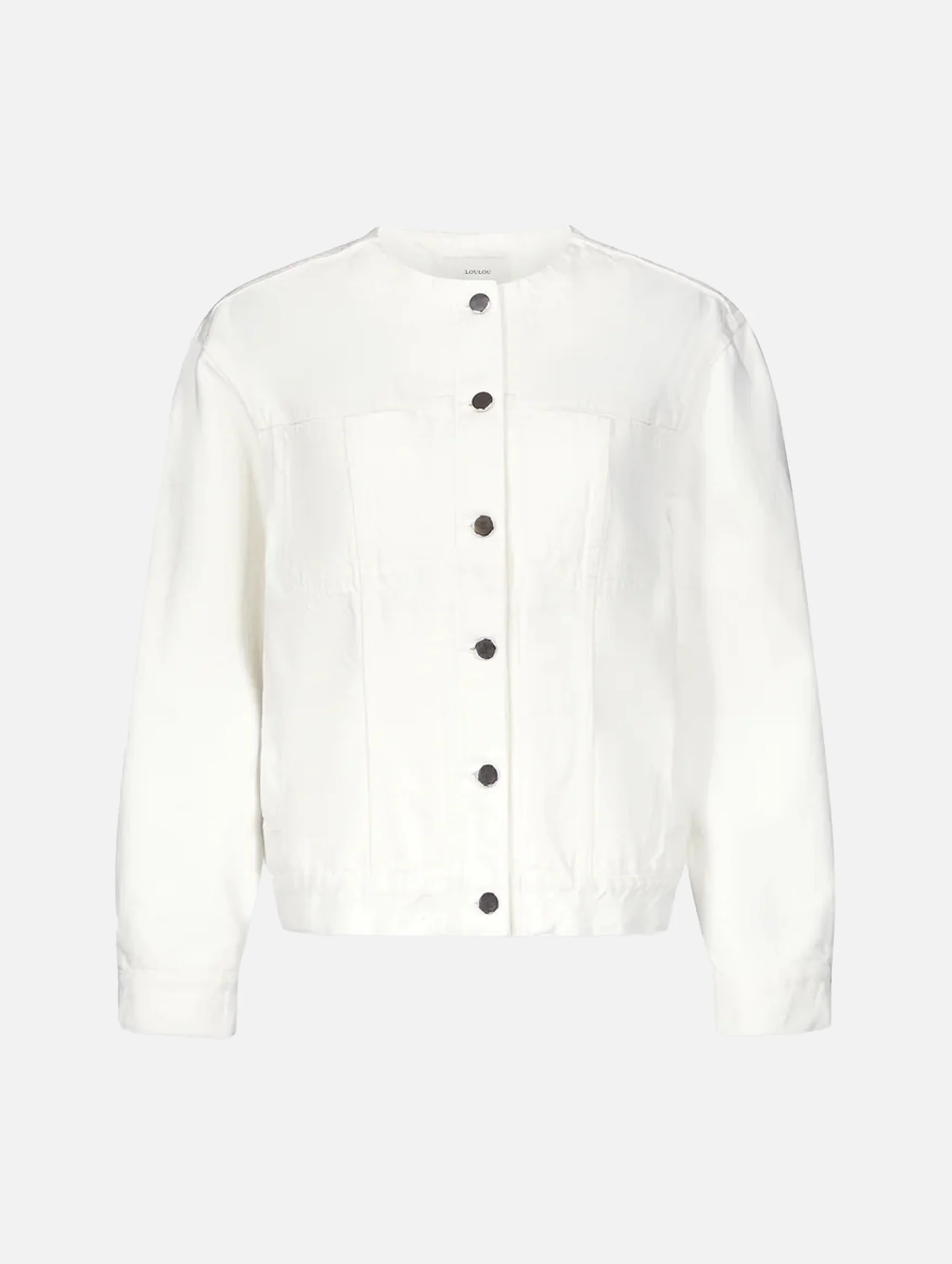 Rima Collarless Denim Jacket in Ivory