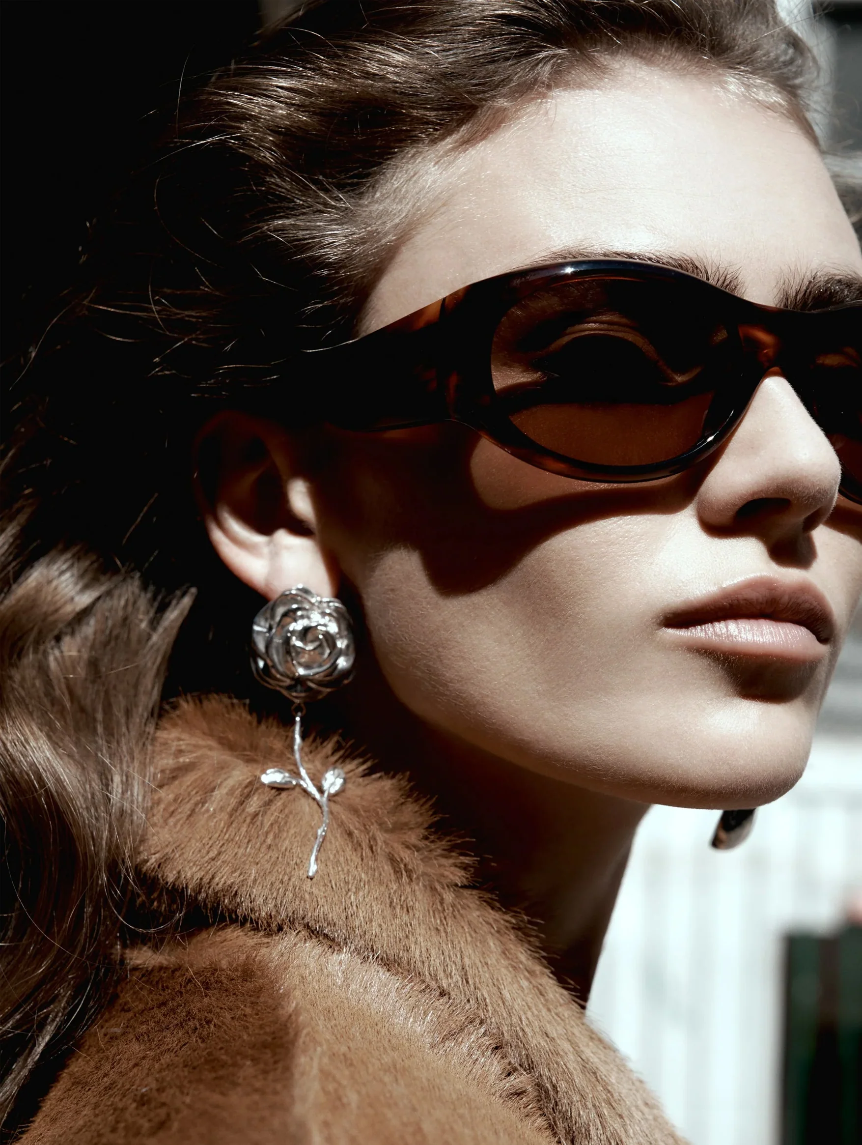 Rose Stem Earrings in Silver - Image 2