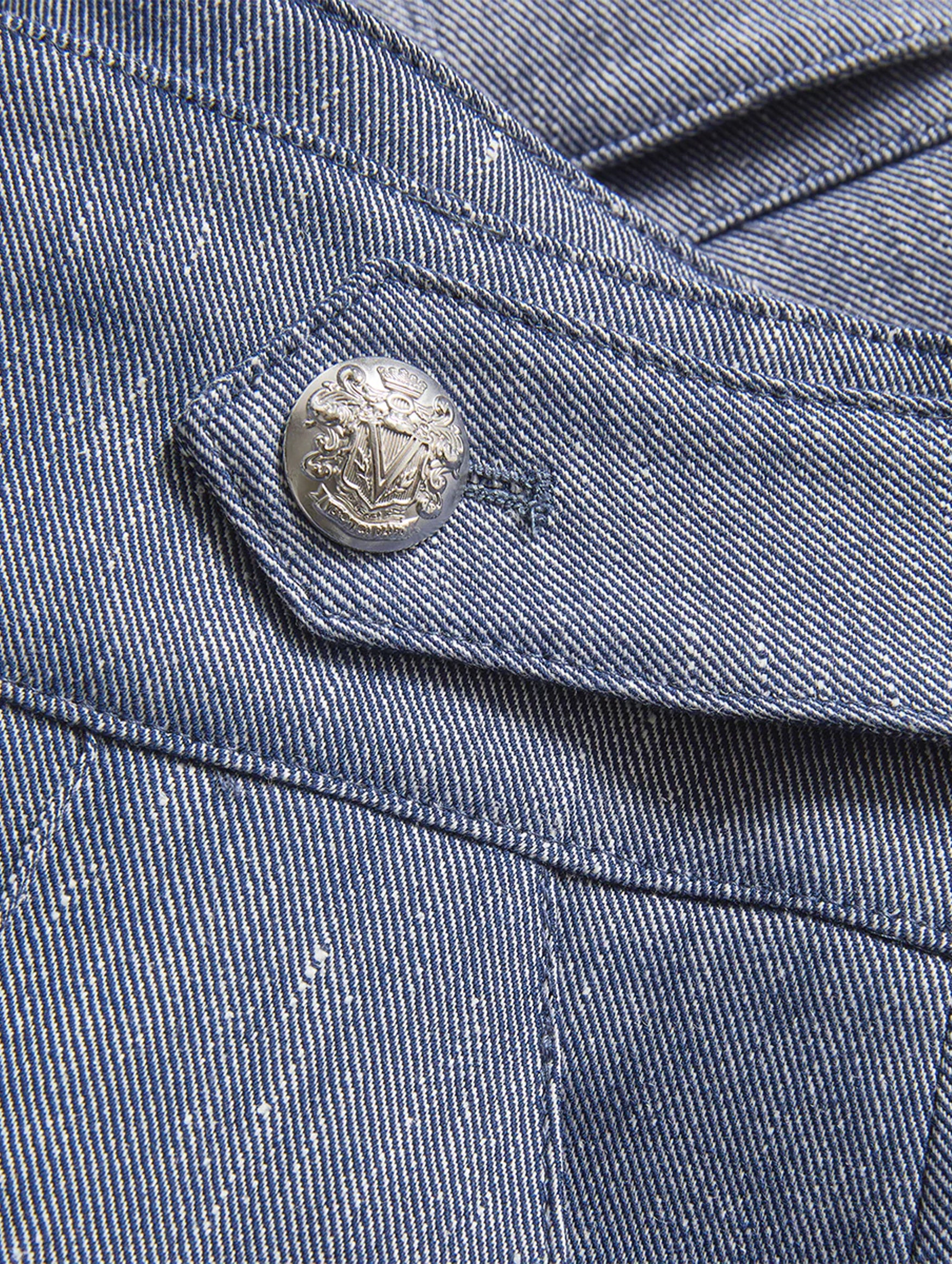 Runo Linen Short in Blue Melange - Image 5