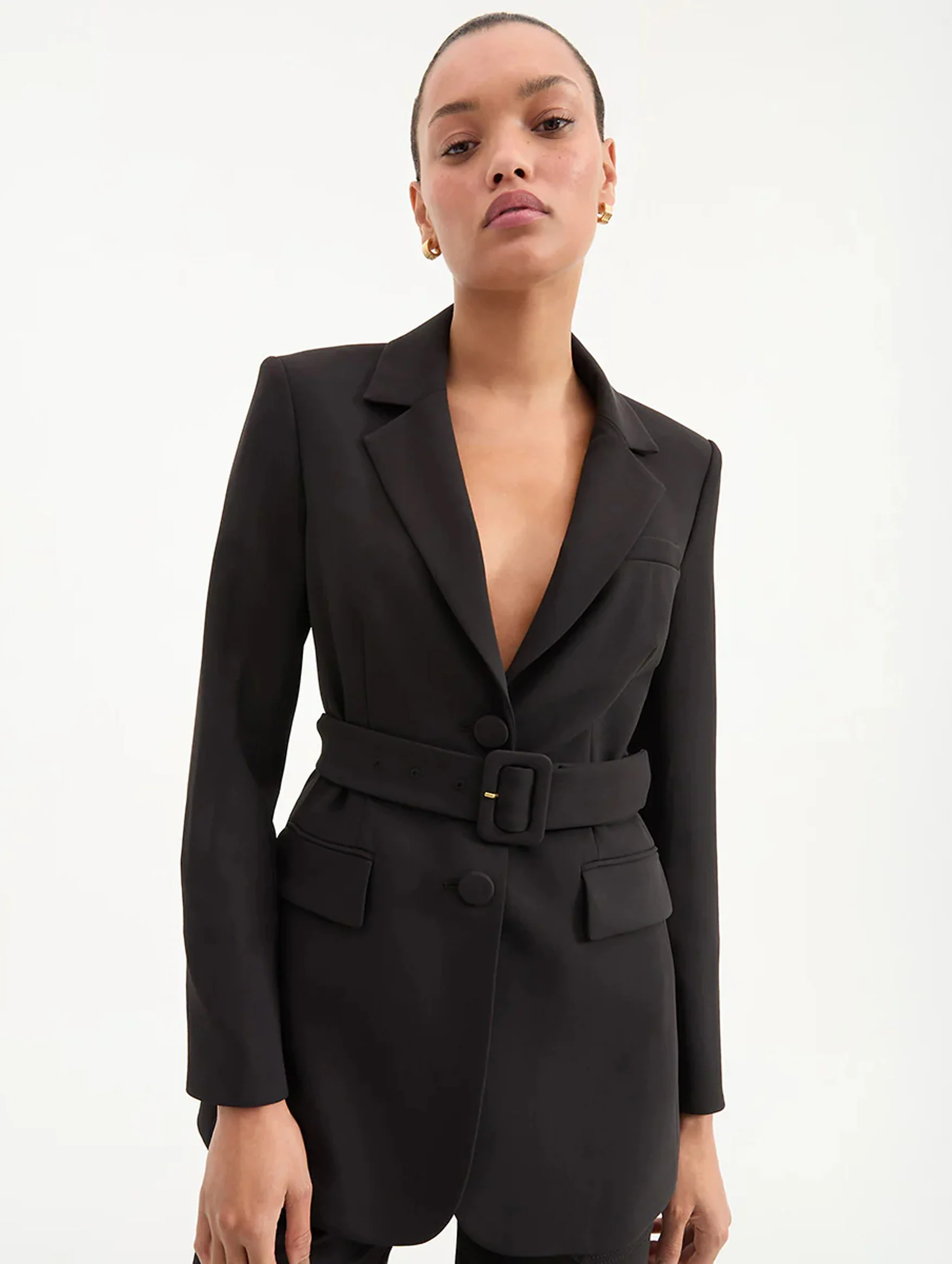 Ryanne Belted Dickey Jacket in Black - Image 2