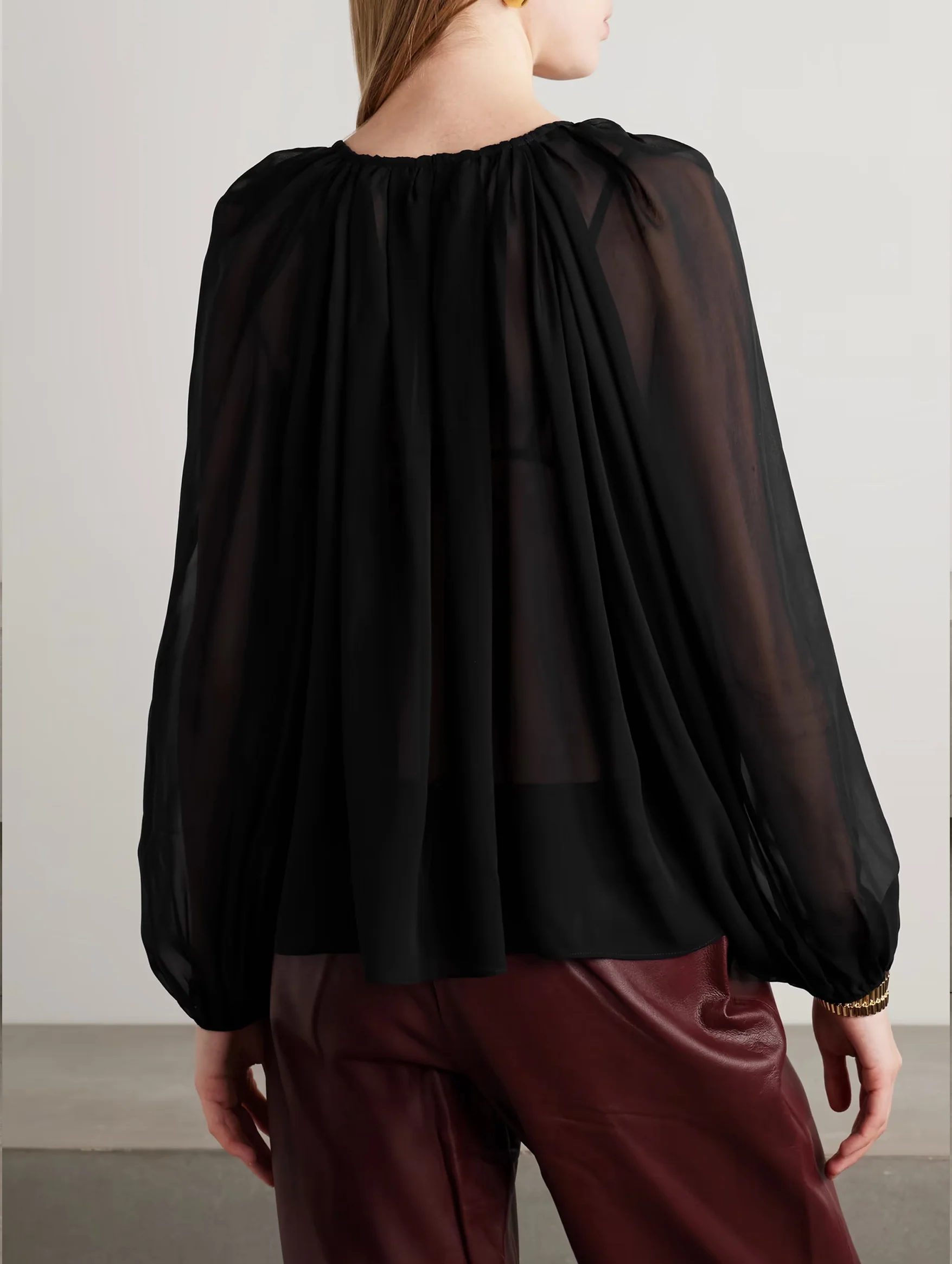 Safa Silk Blouse in Noir - Image 3