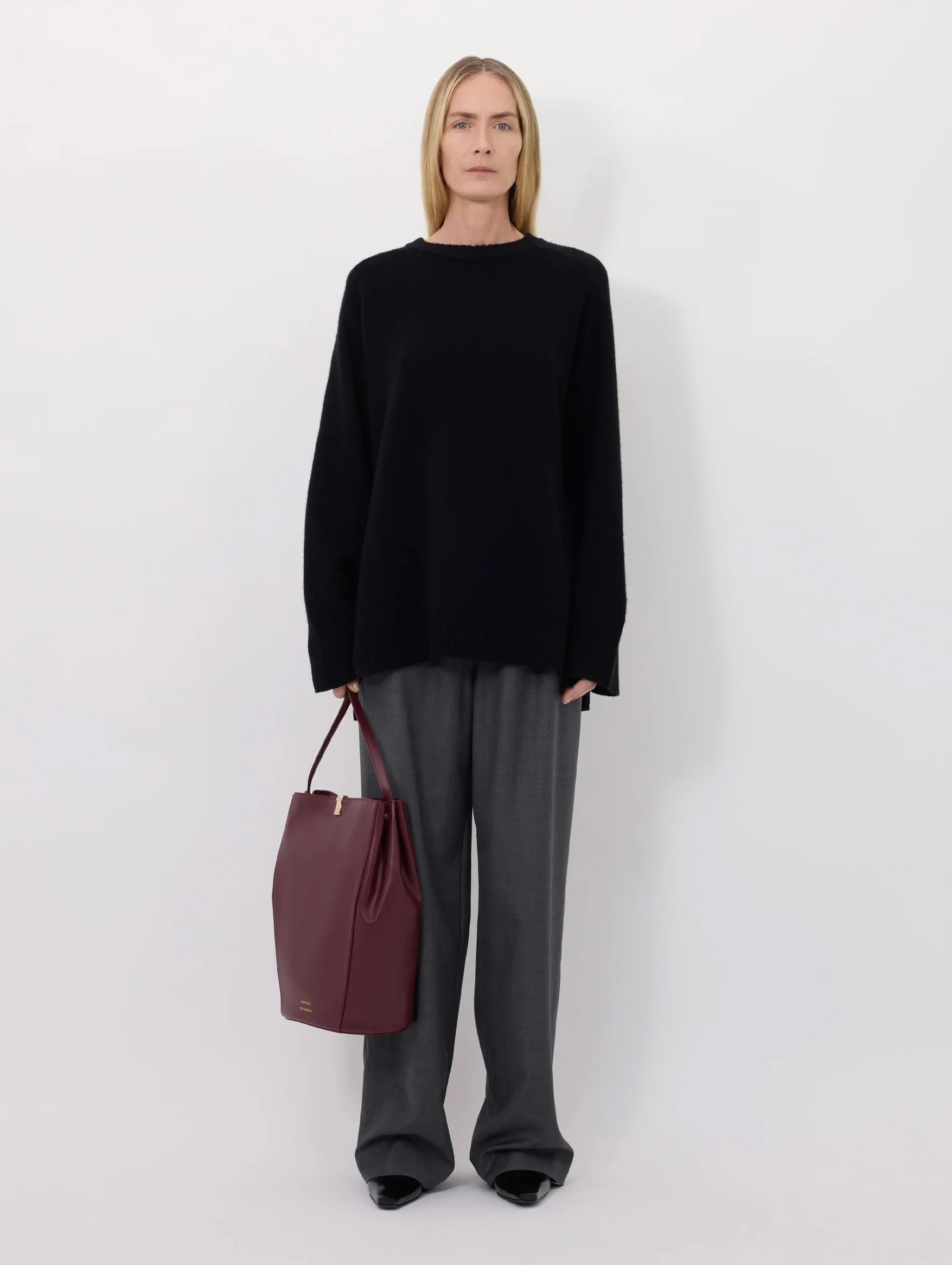 Safi Wool Long Sweater in Black - Image 2