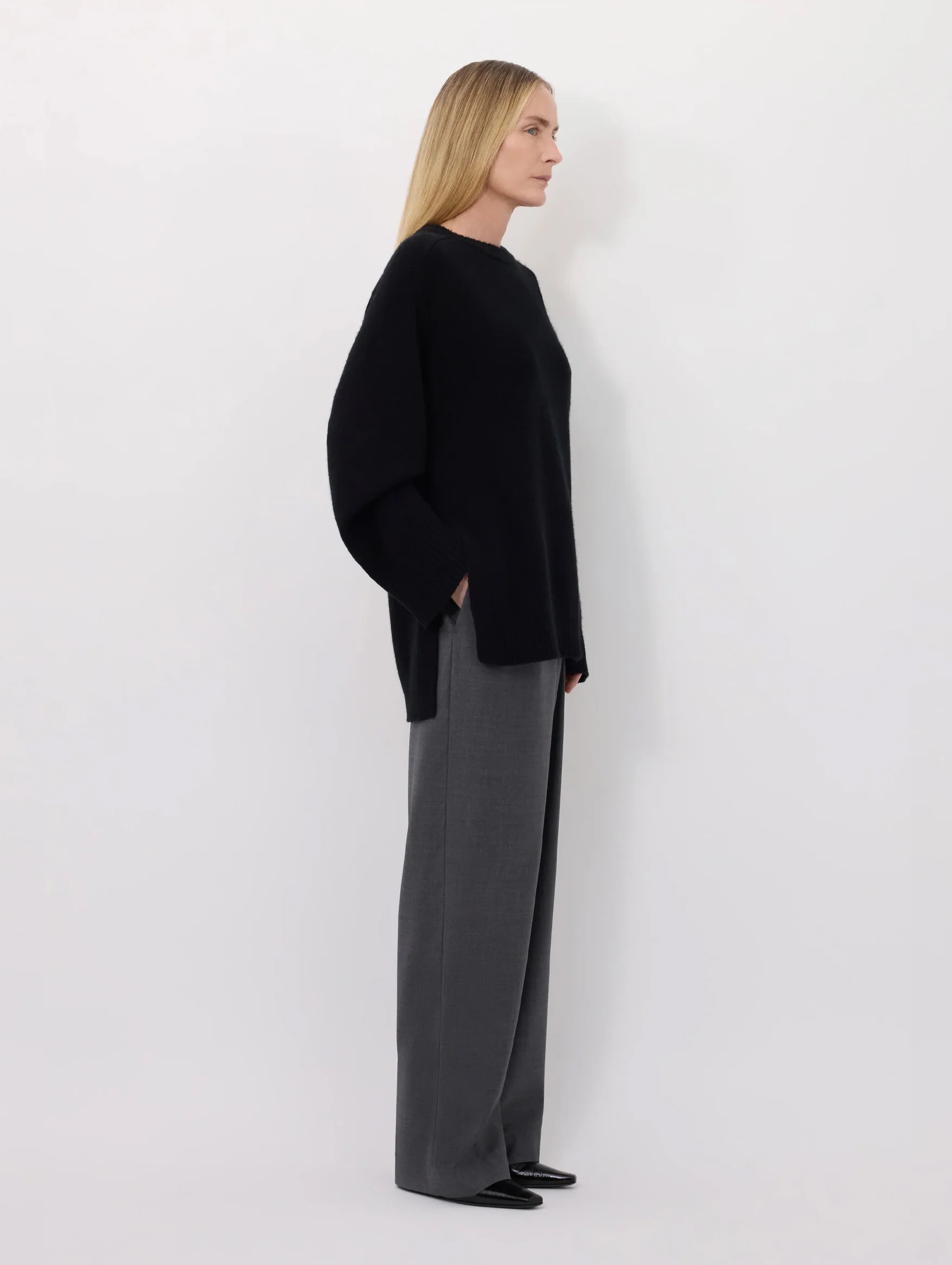 Safi Wool Long Sweater in Black - Image 3