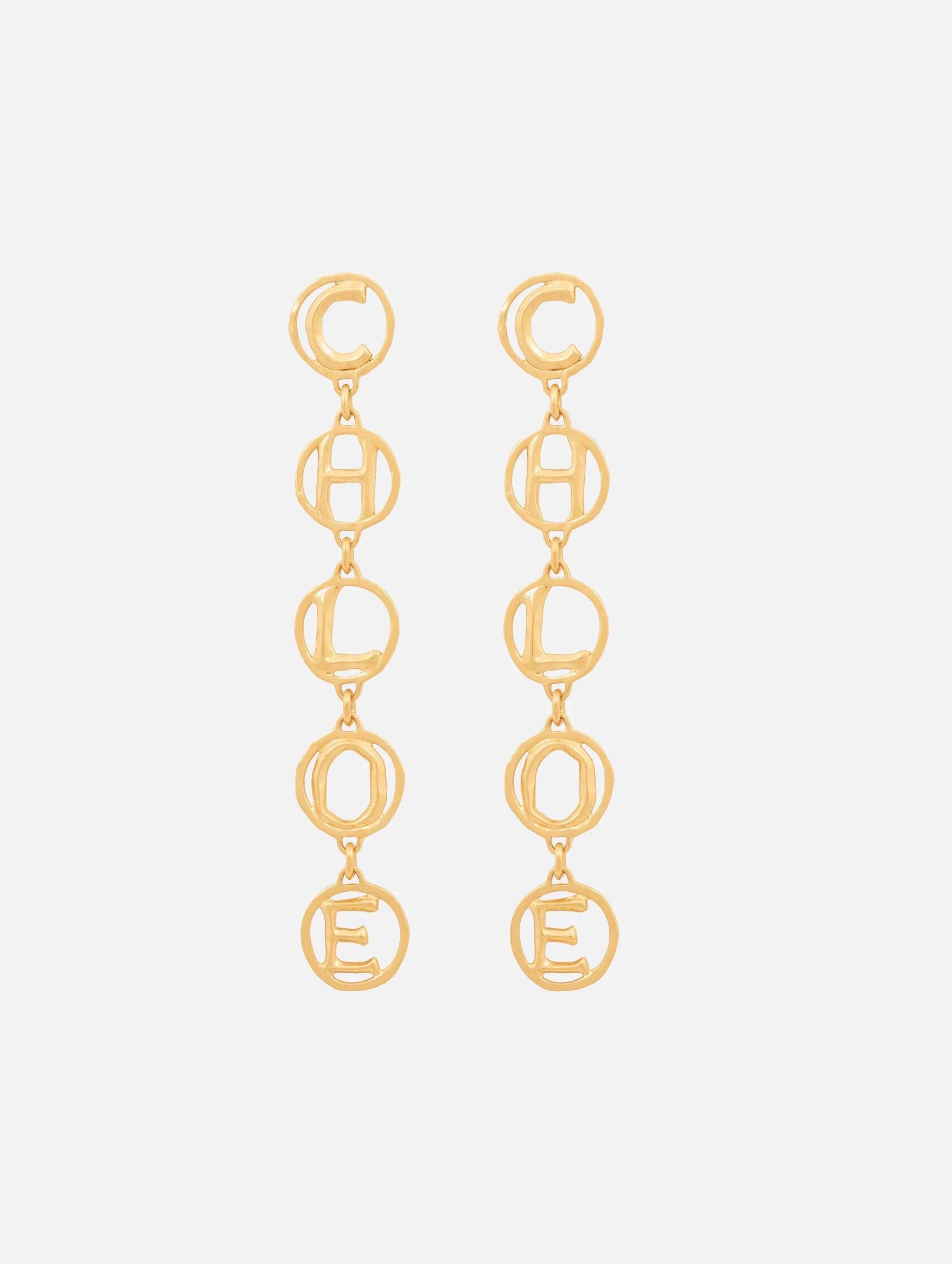 The Chloé Script Earrings in Vintage Gold