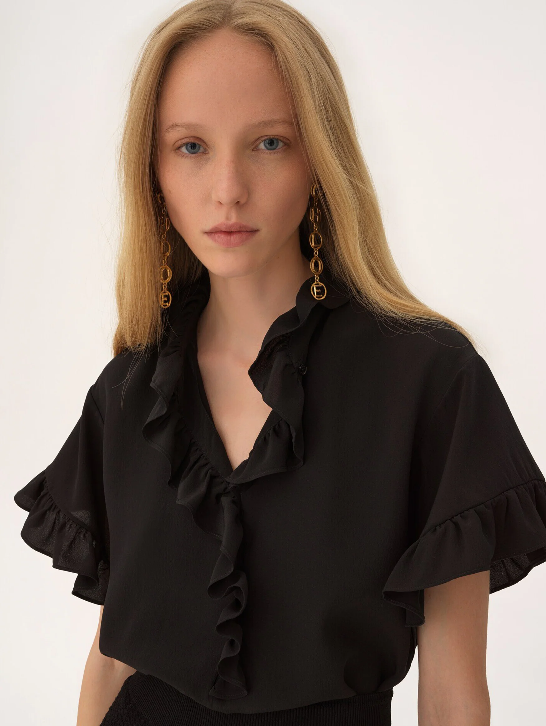 The Chloé Script Earrings in Vintage Gold - Image 4