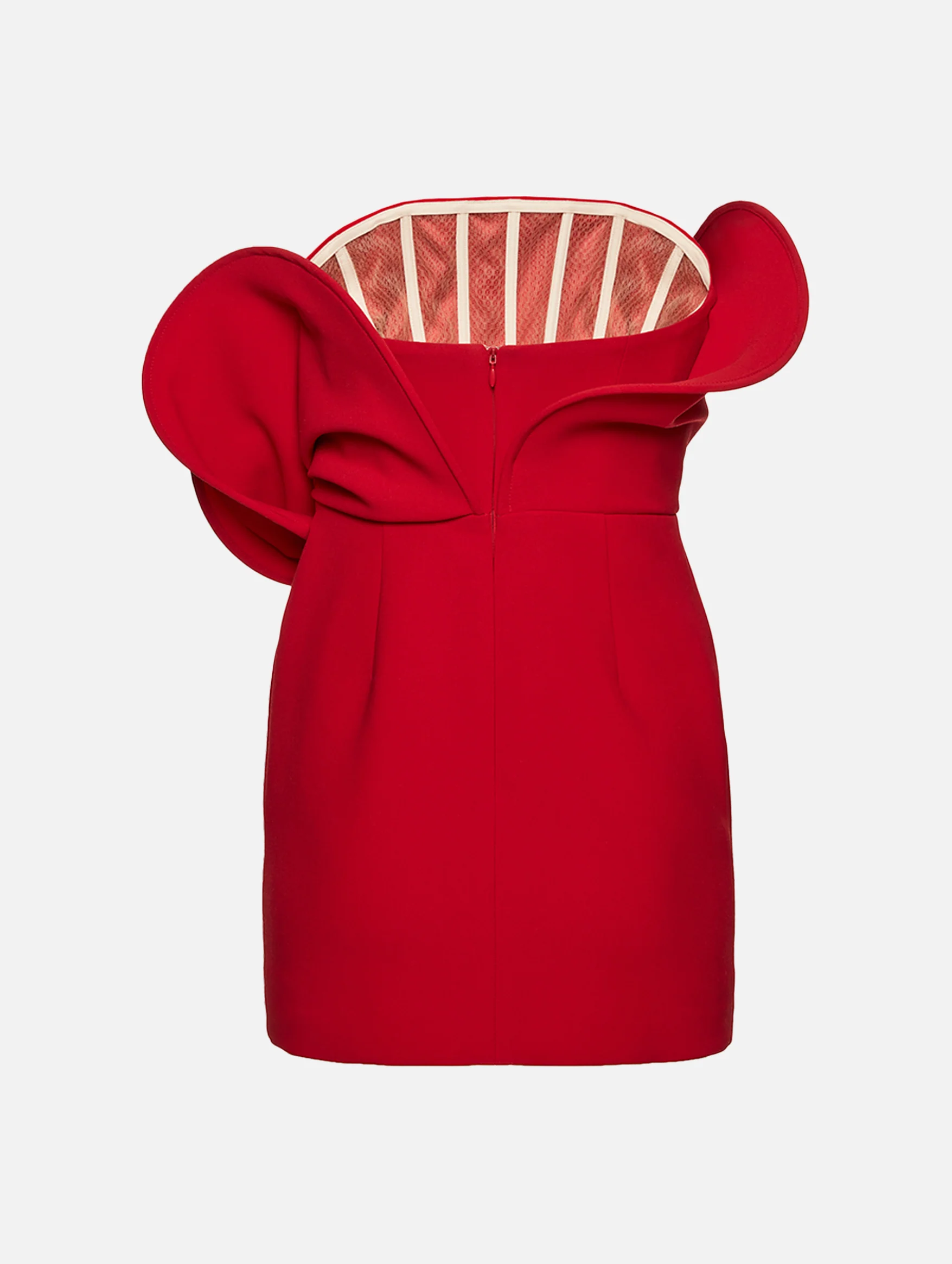 Sculptural Rose Mini Dress in Red - Image 4