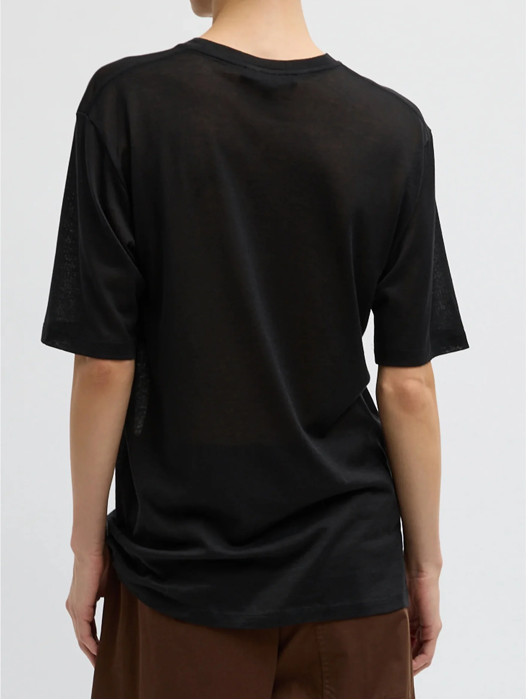 Sheer Crepe Knit Unisex T in Black - Image 3